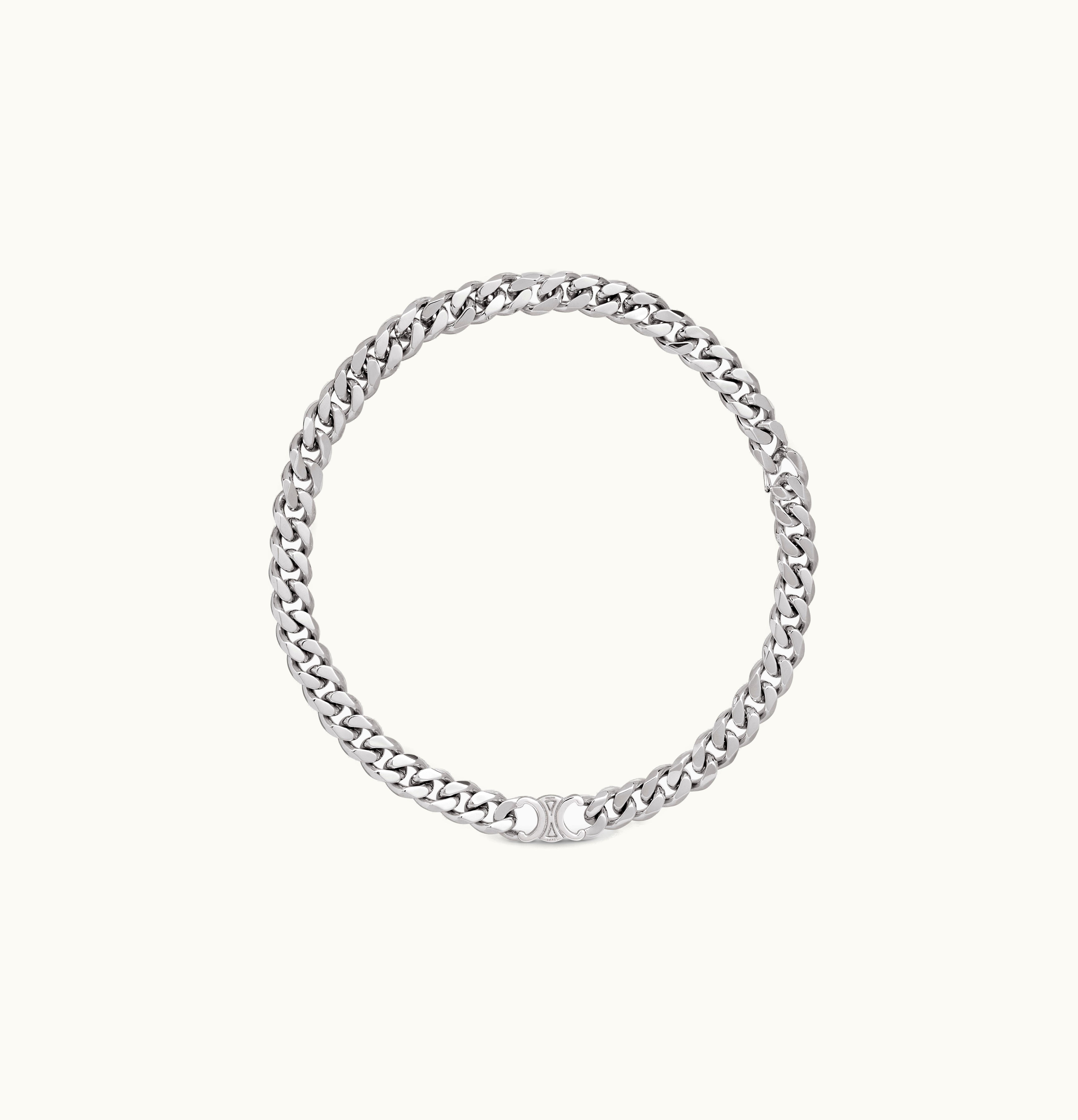 Celine Celine Triomphe Gourmette Necklace With Rhodium Finish Silver