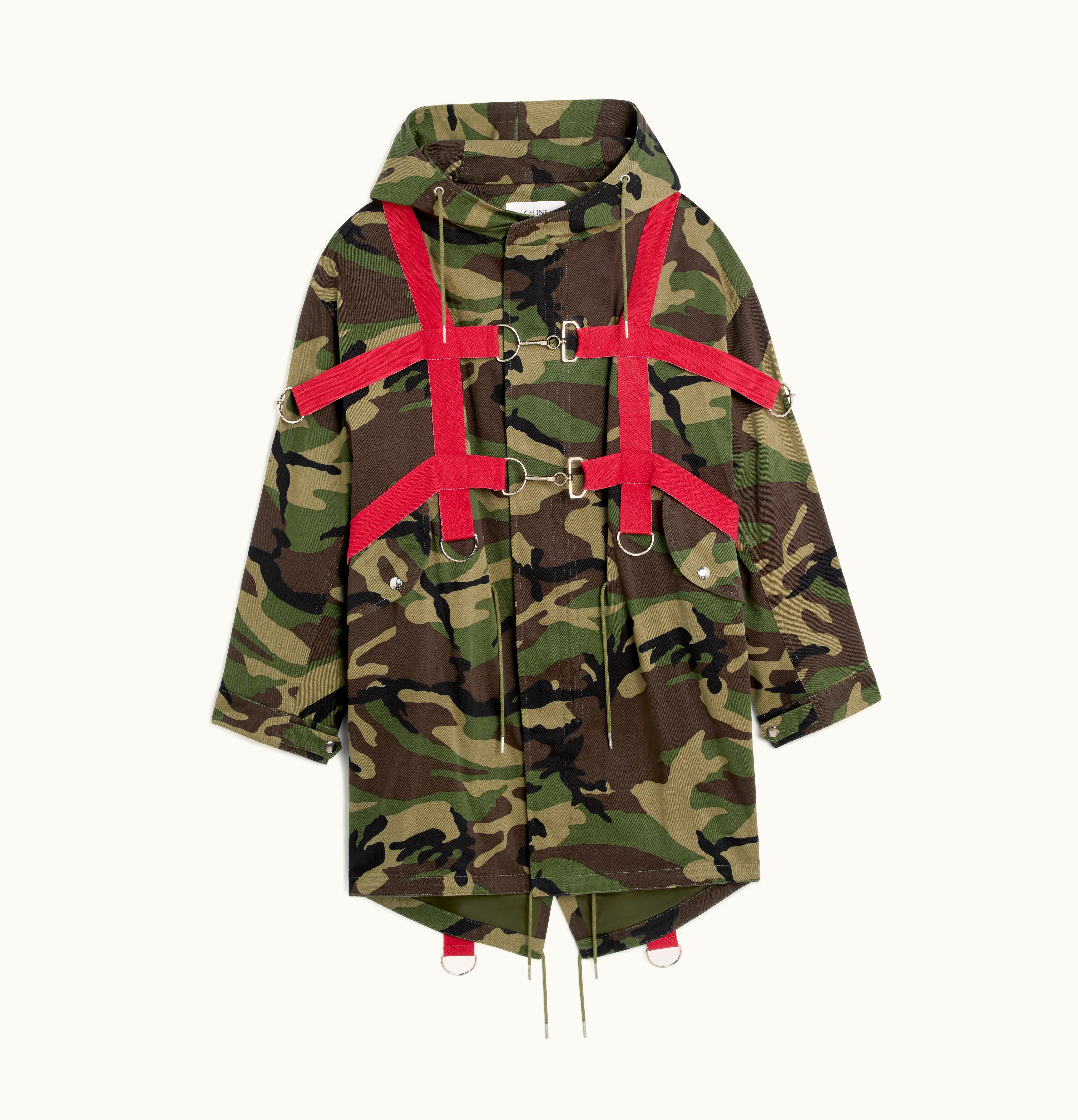 Celine Celine Harness Parka In Camouflage Cotton Kaki Militaire