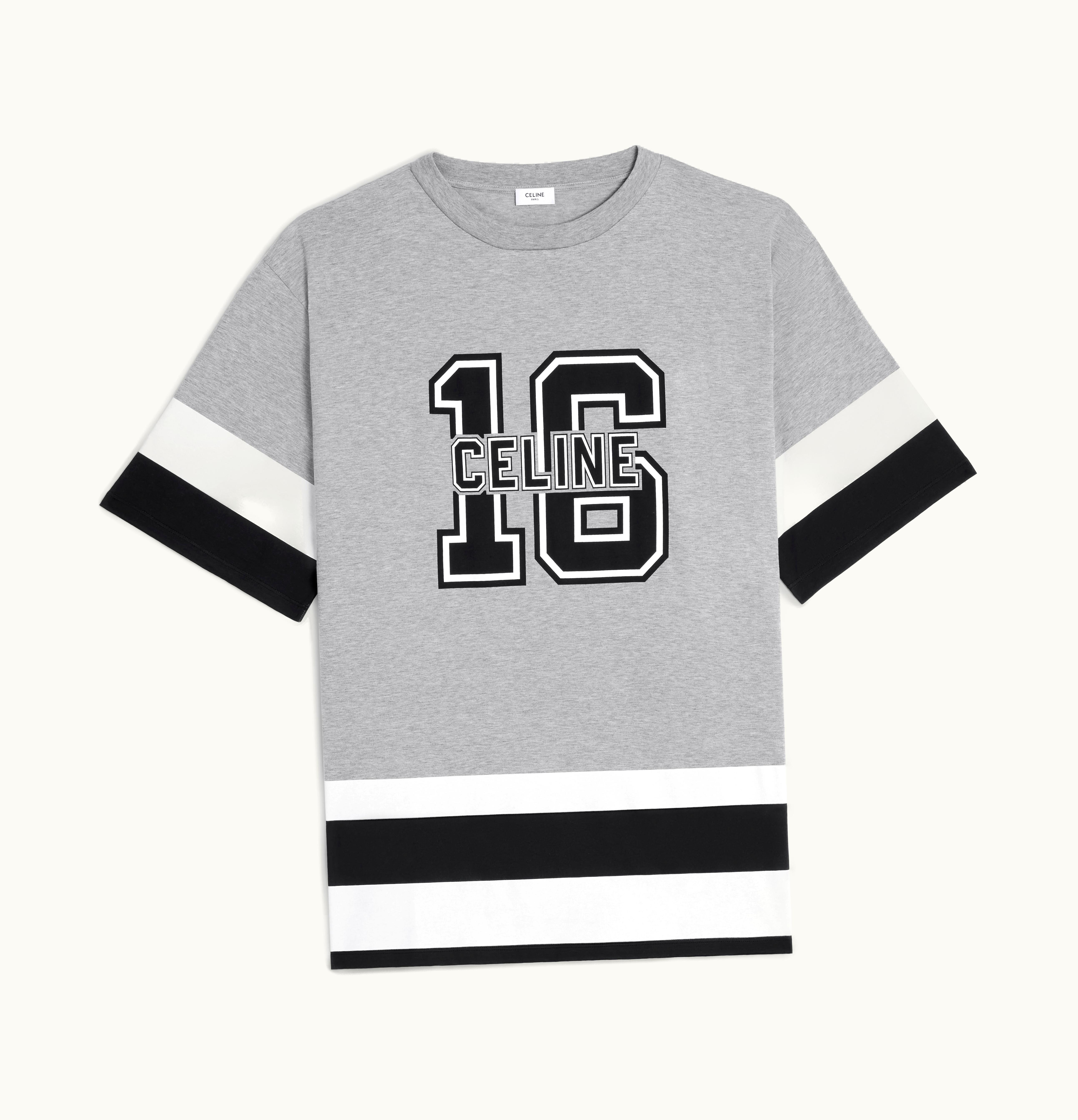 Celine Celine 16 Oversized T-Shirt In Cotton Jersey Grey / Black / Off White