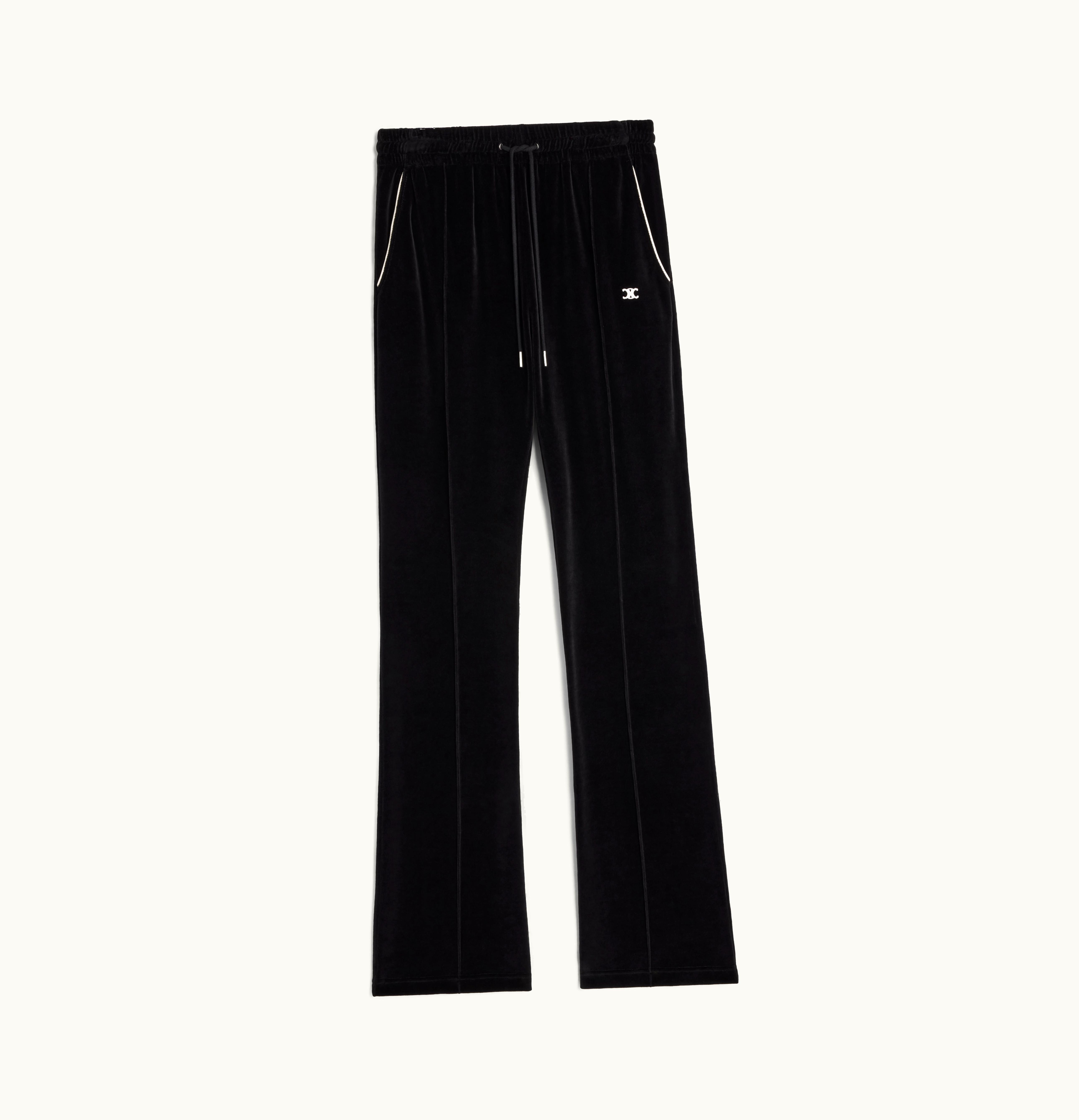 Celine Celine Triomphe Flared Jersey Track Pants In Velvet Jersey Black