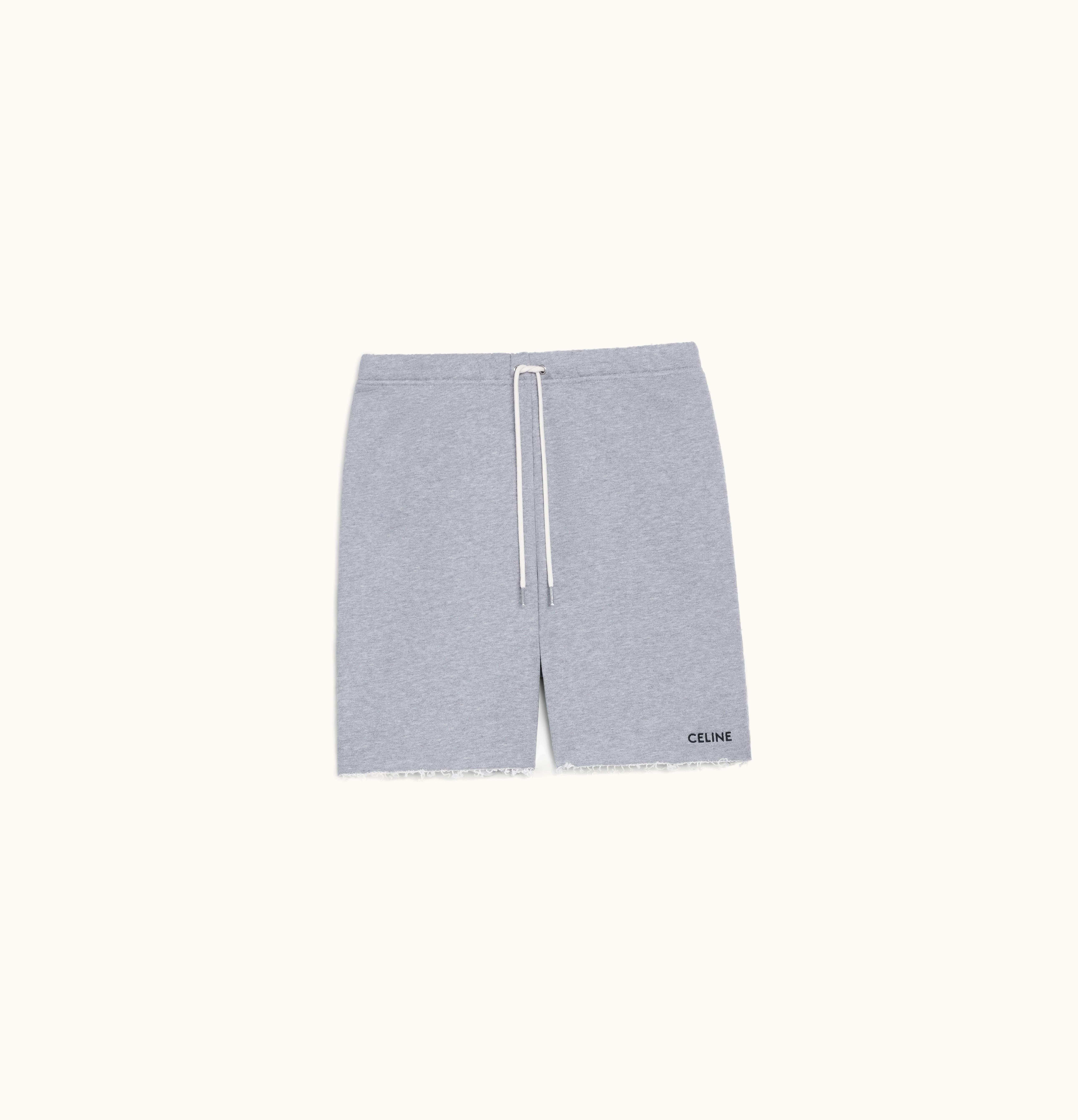 Celine Celine Embroidered Shorts In Cotton Fleece Grey/ Black