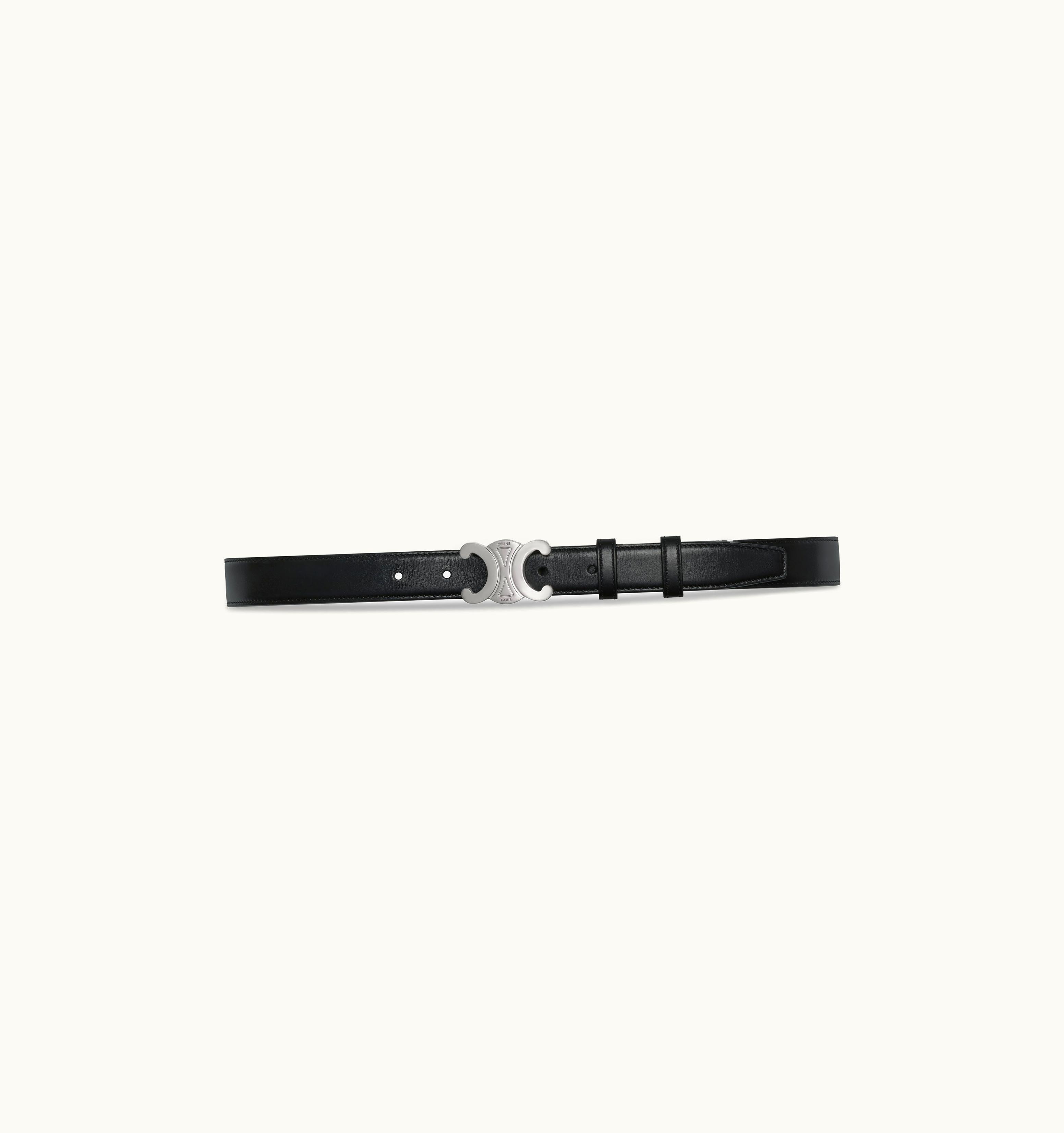 Celine Celine Triomphe Medium Waist Belt In Smooth Calfskin Black