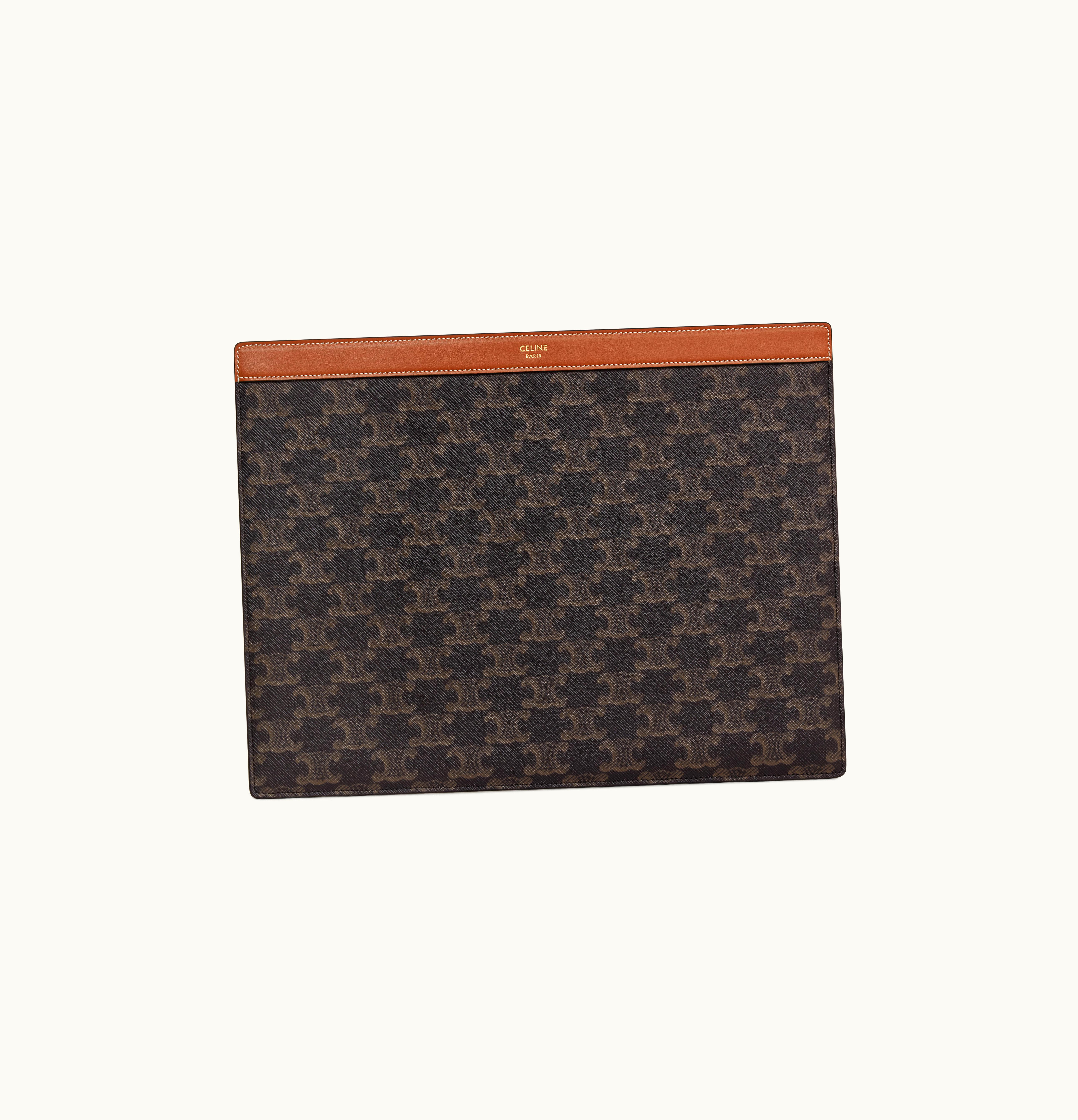 Celine Celine Ipad Pro Sleeve In Triomphe Canvas And Calfskin Tan