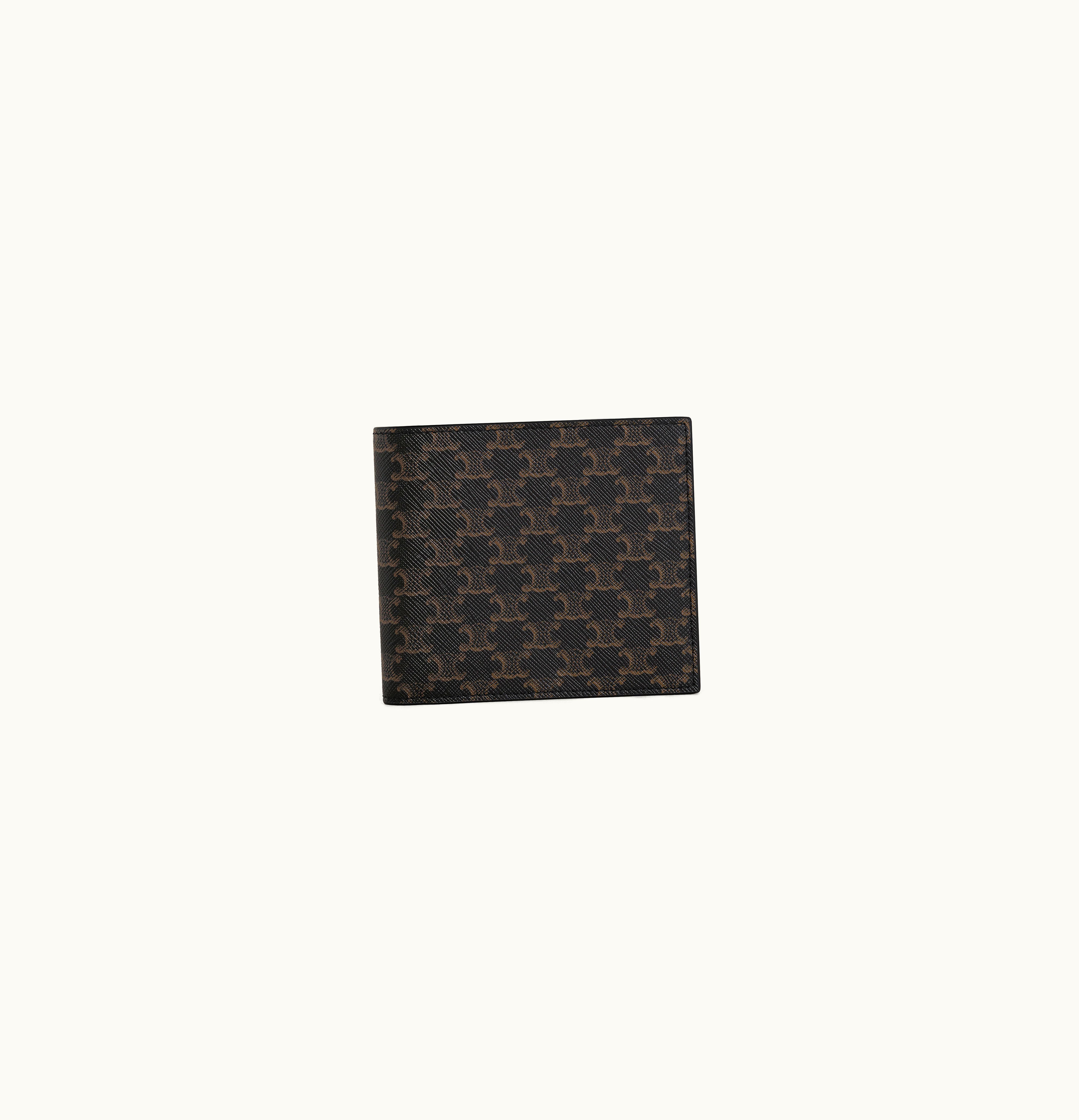 Celine Celine Bi-Fold Wallet With Coin Compartment In Triomphe Canvas Black