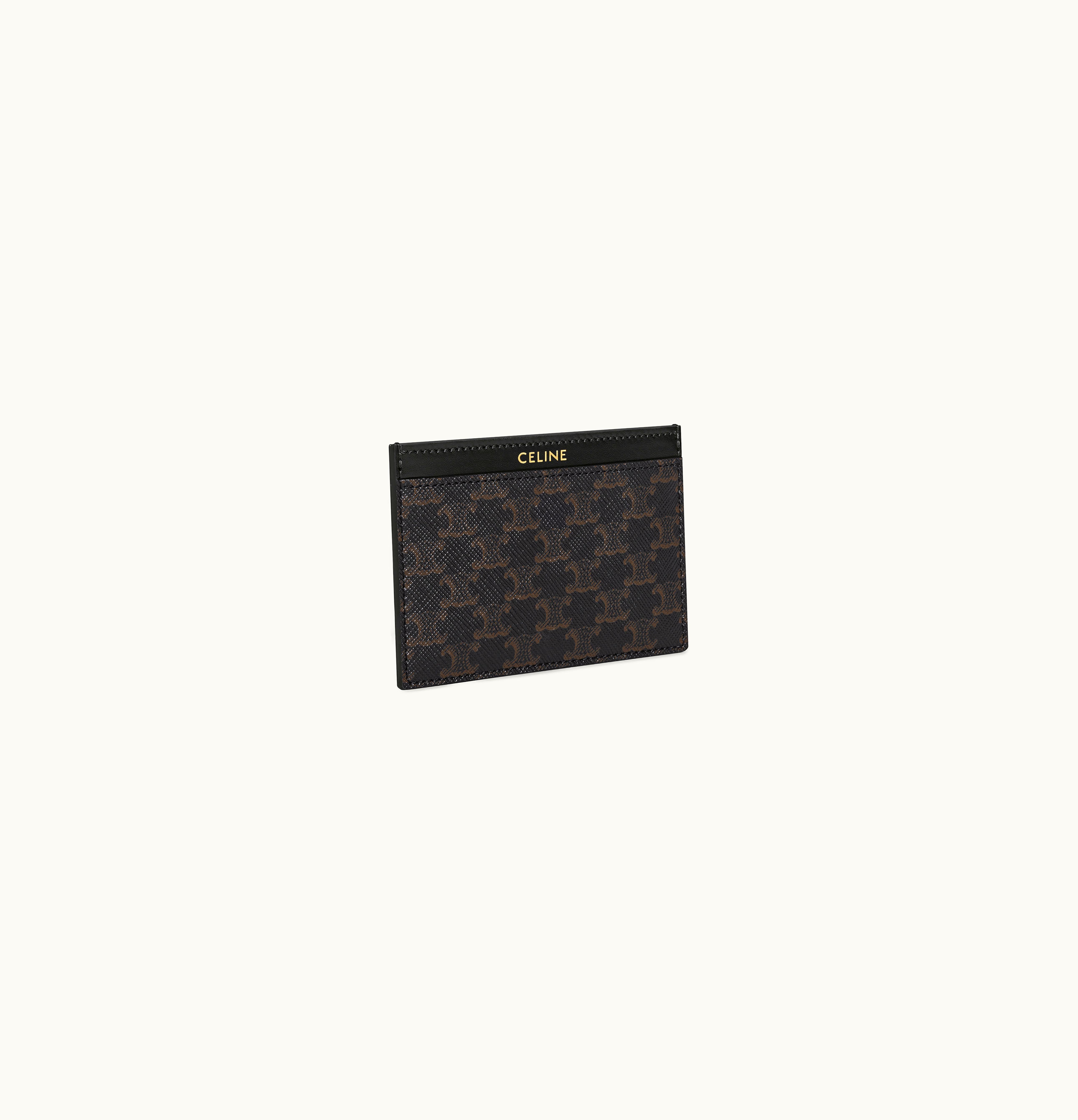 Celine Celine Card Holder In Triomphe Canvas And Calfskin Black