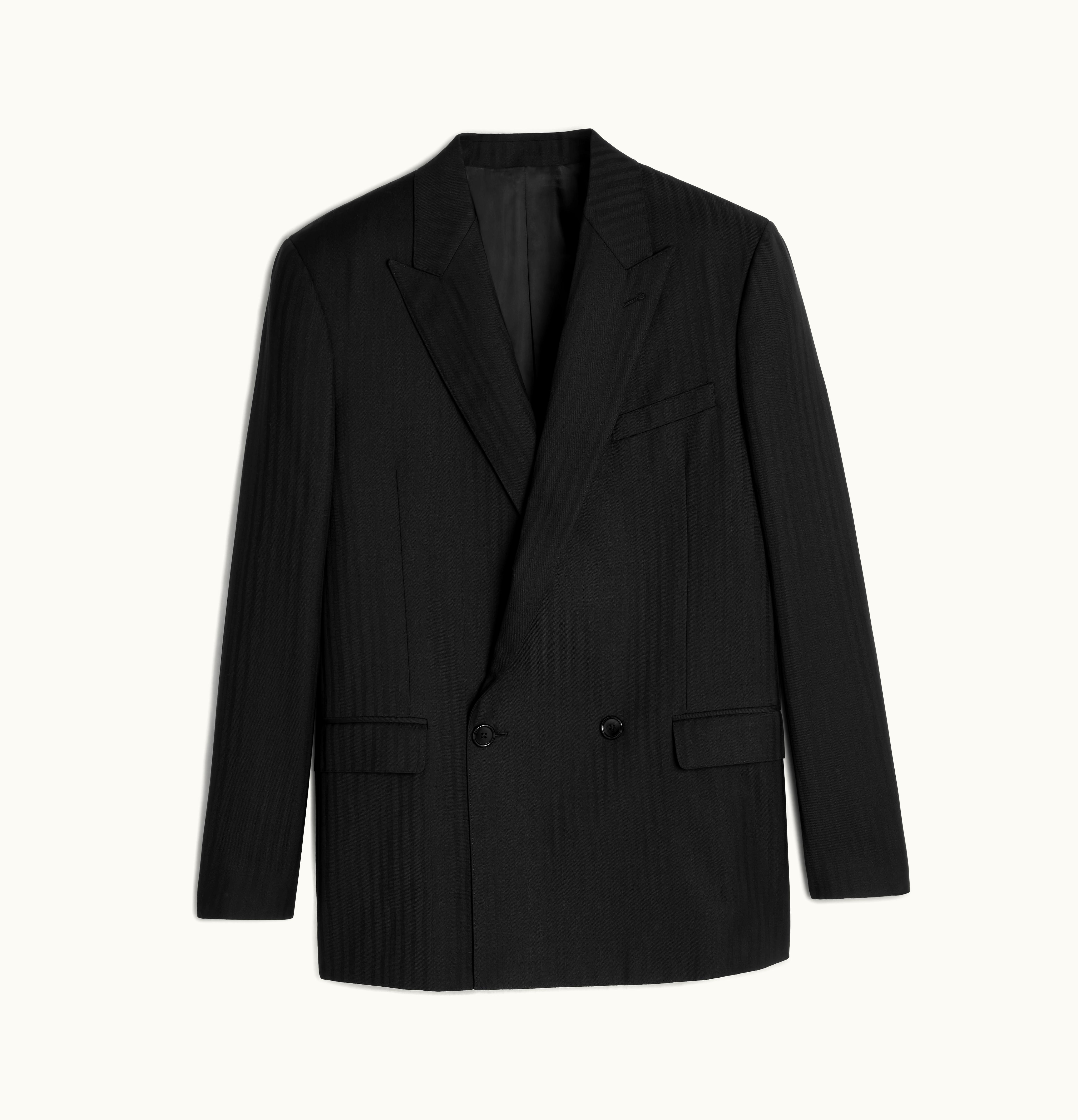 Celine Celine Boxy Jacket In Striped Wool Black