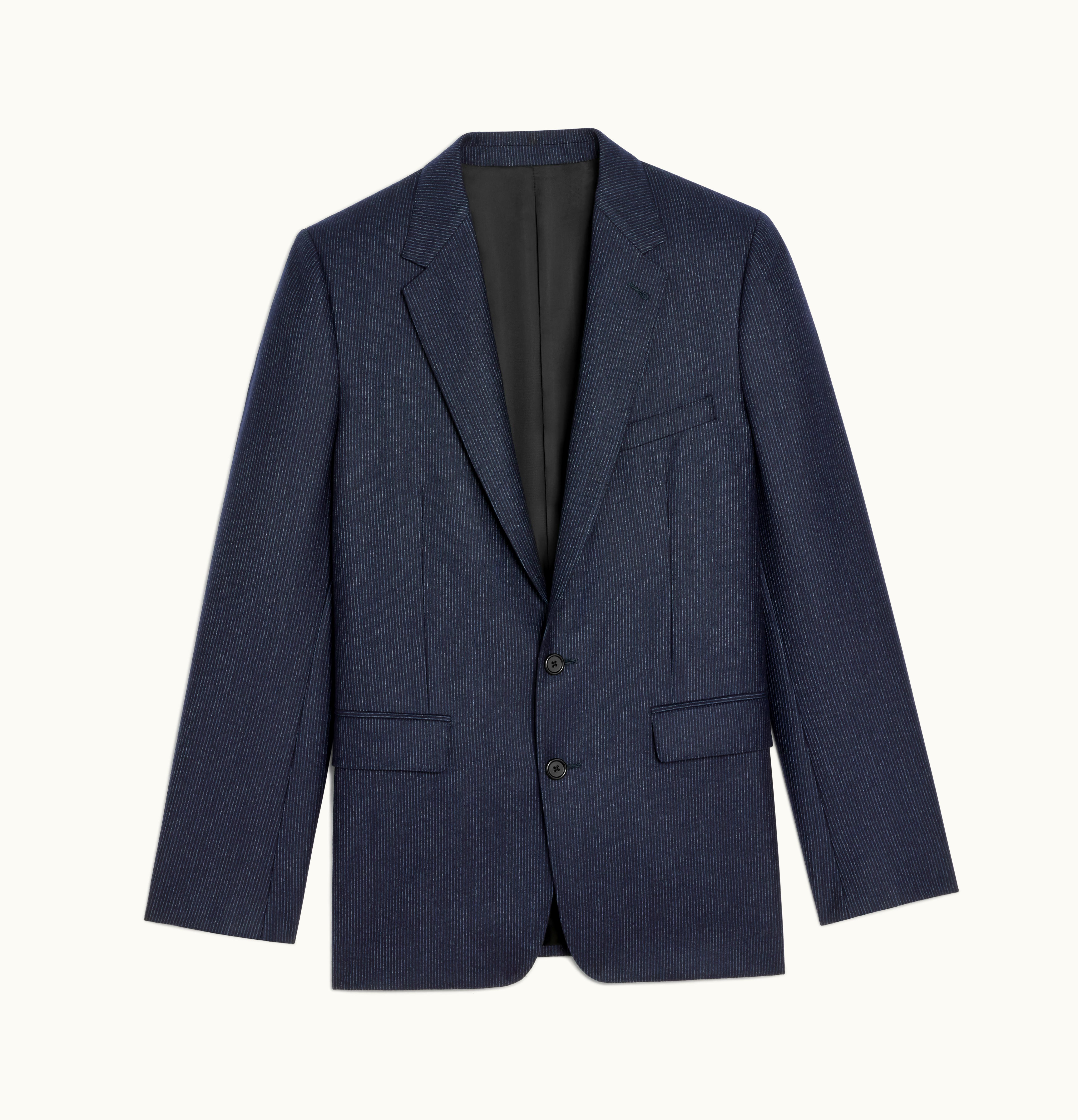 Celine Celine Classic Jacket In Striped Flannel Navy/Craie