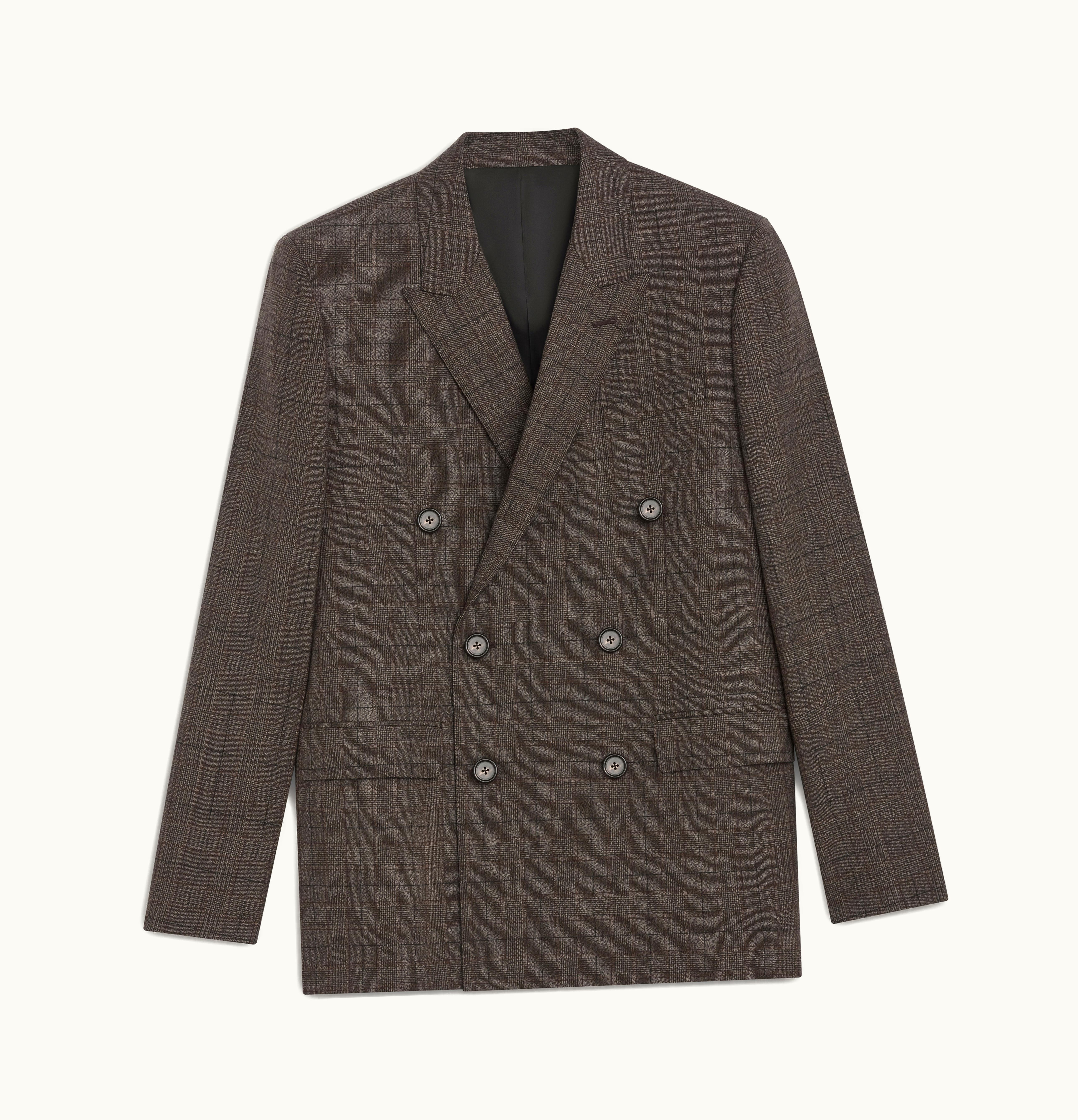 Celine Celine Rectangle Jacket In Prince Of Wales Check Black/Brown/Red