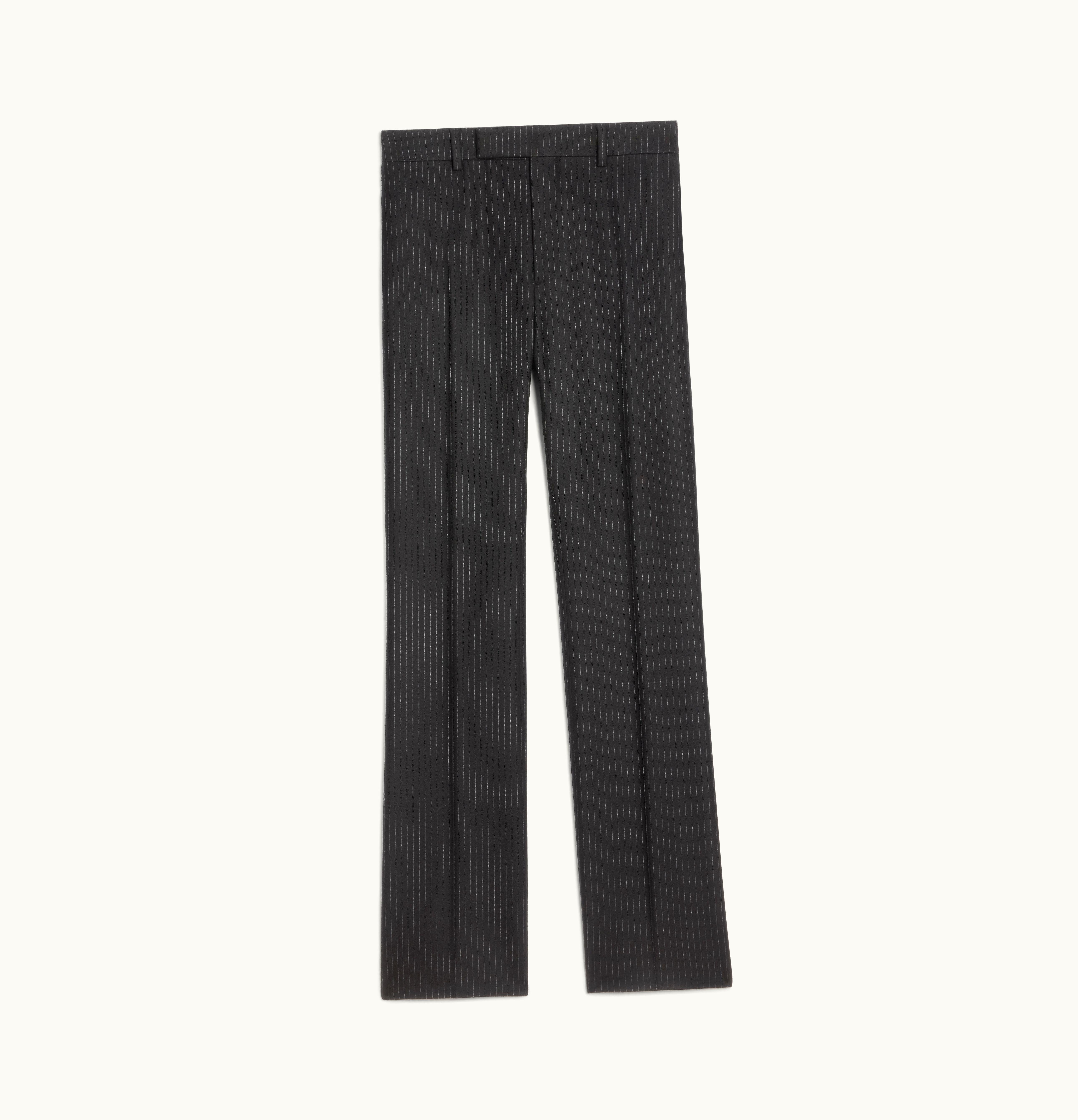 Celine Celine Flared Cropped Pants In Striped Flannel Noir/Craie