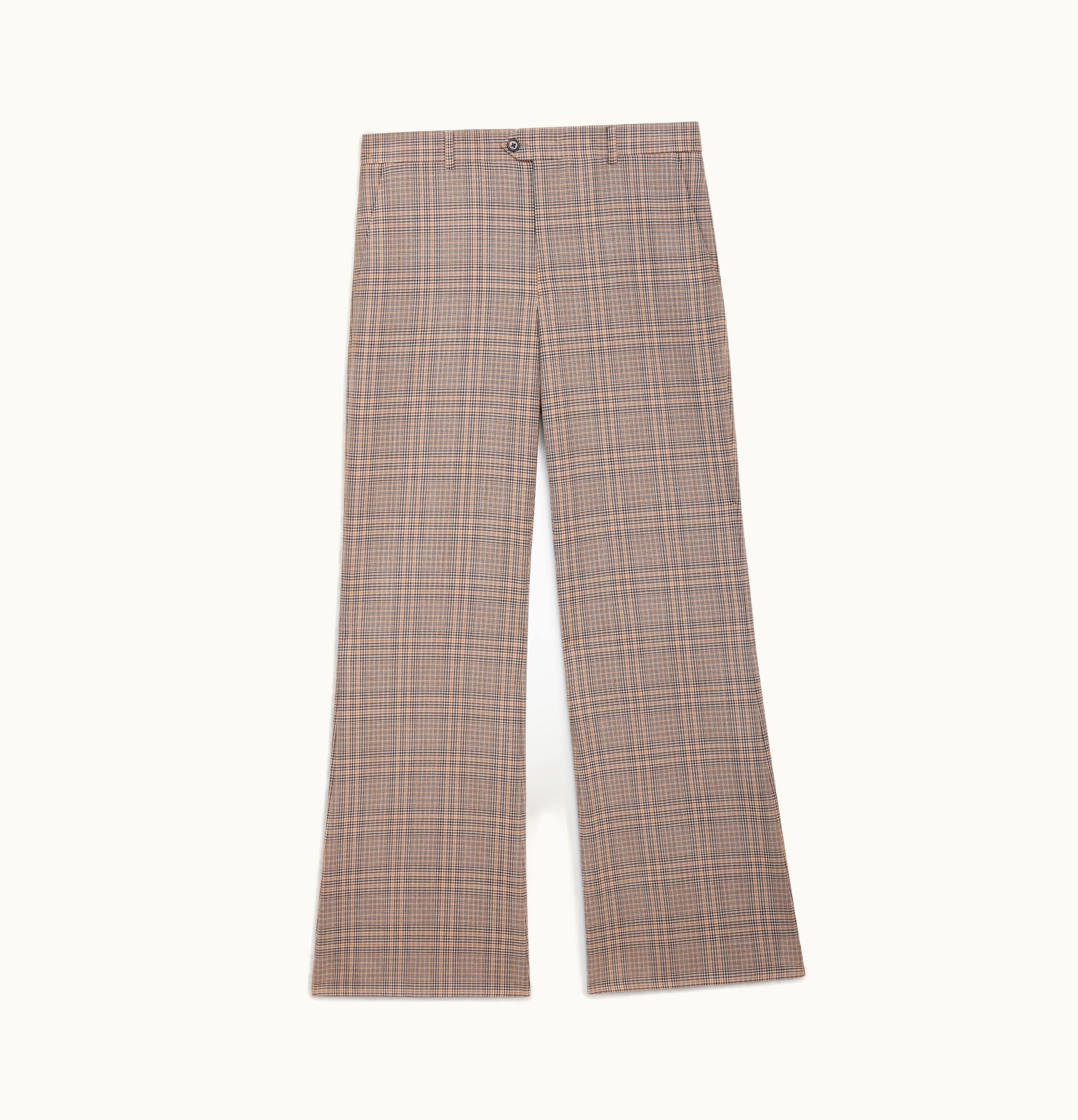 Celine Celine Bootcut Pants In Prince Of Wales Check Wool Camel / Brown