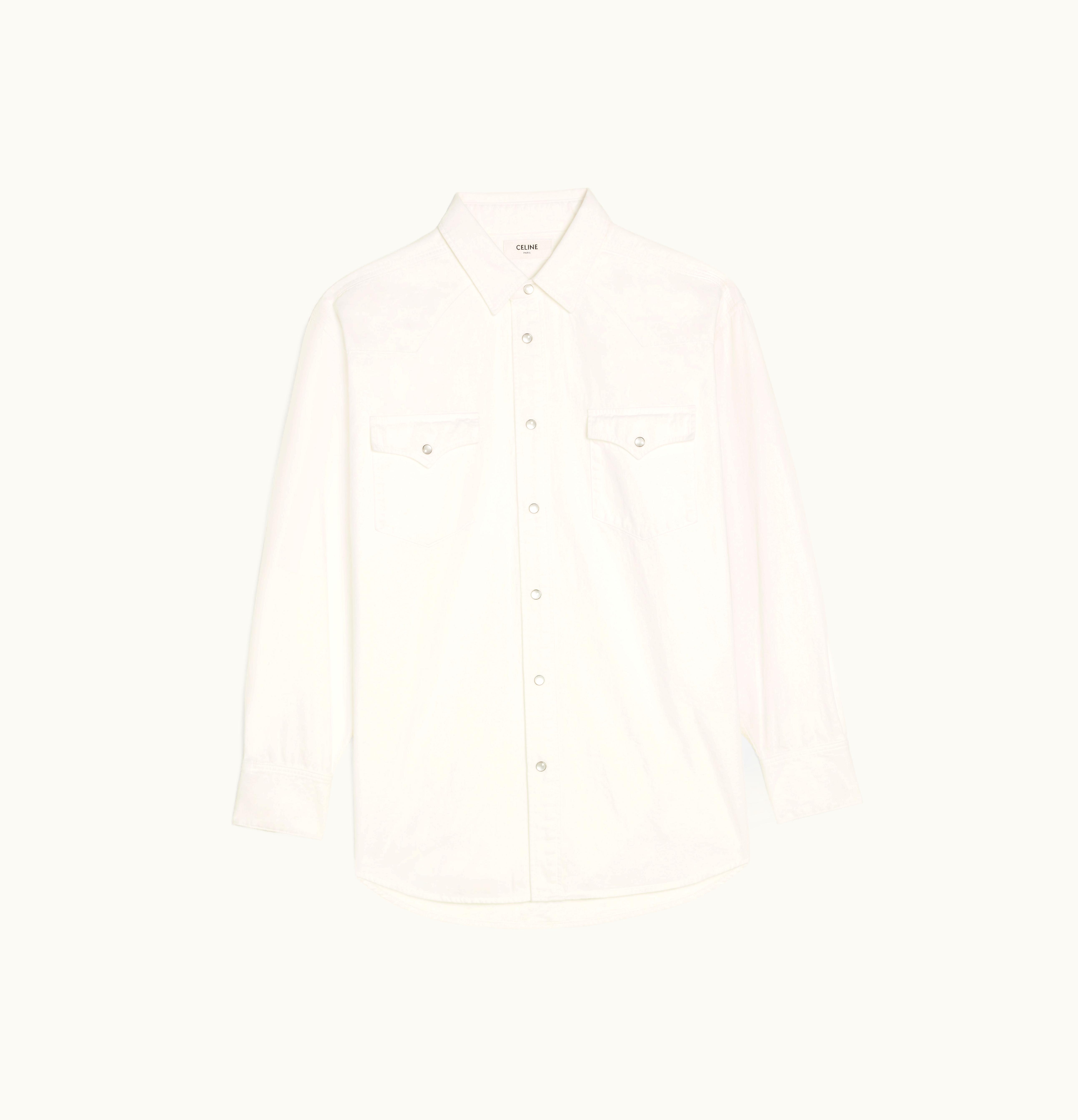 Celine Celine Western Shirt In Optic White Wash Denim Optic White Wash
