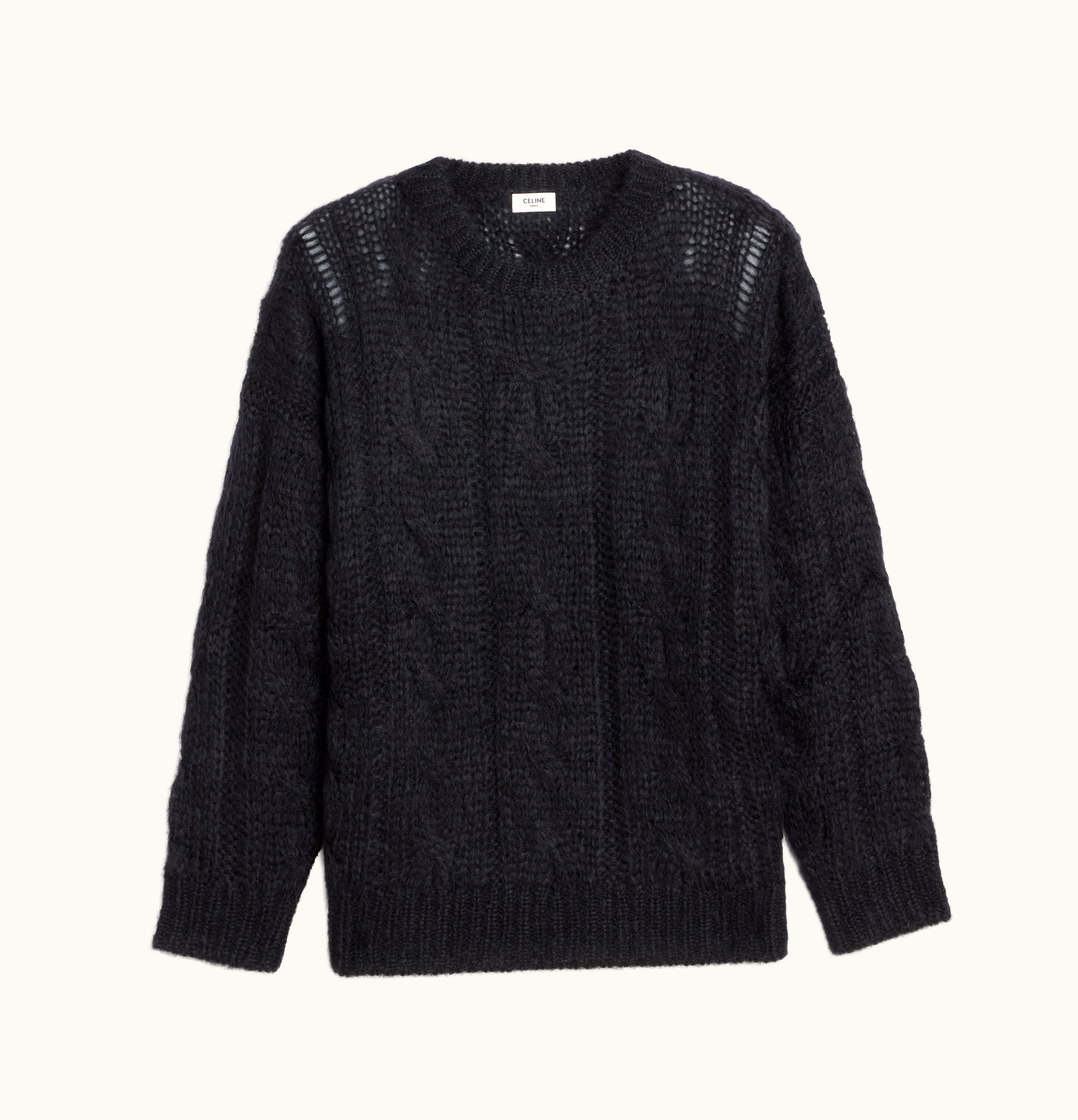 Celine Celine Boxy Aran Sweater In Mohair Black