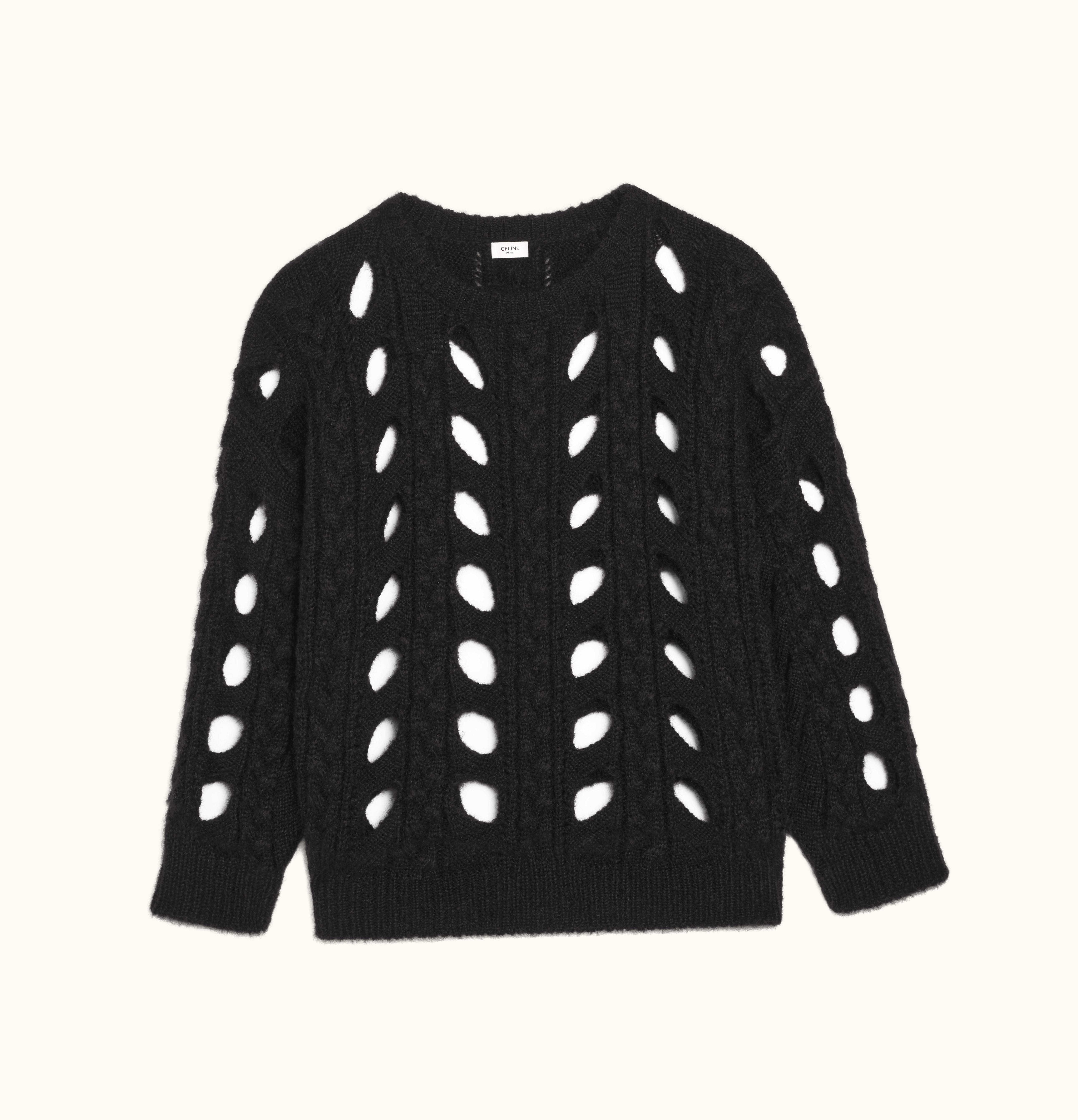 Celine Celine Boxy Sweater In Cable-Knit Mohair Black