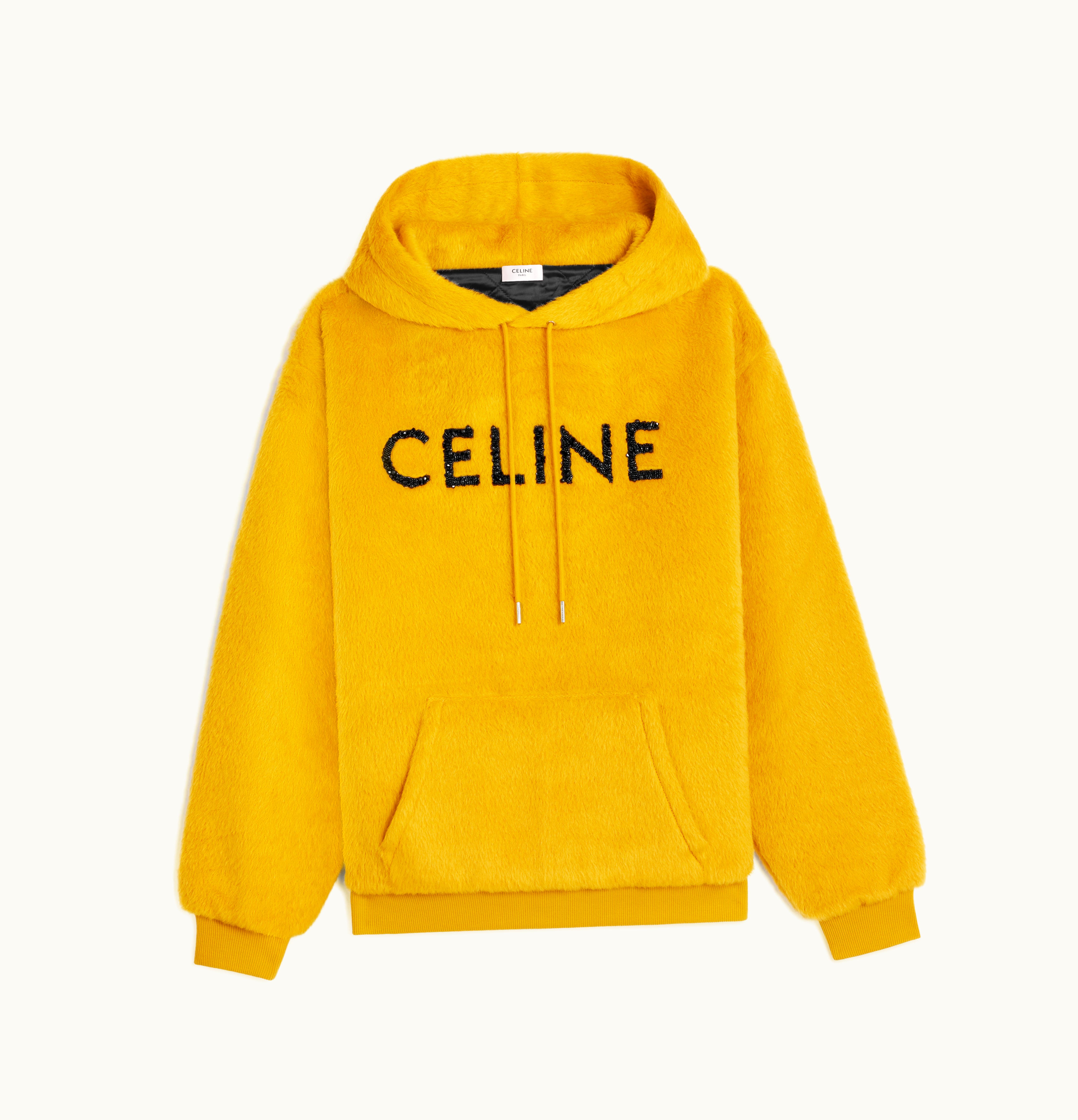 Celine Celine Loose Celine Hoodie In Fuzzy Wool Soleil/Noir