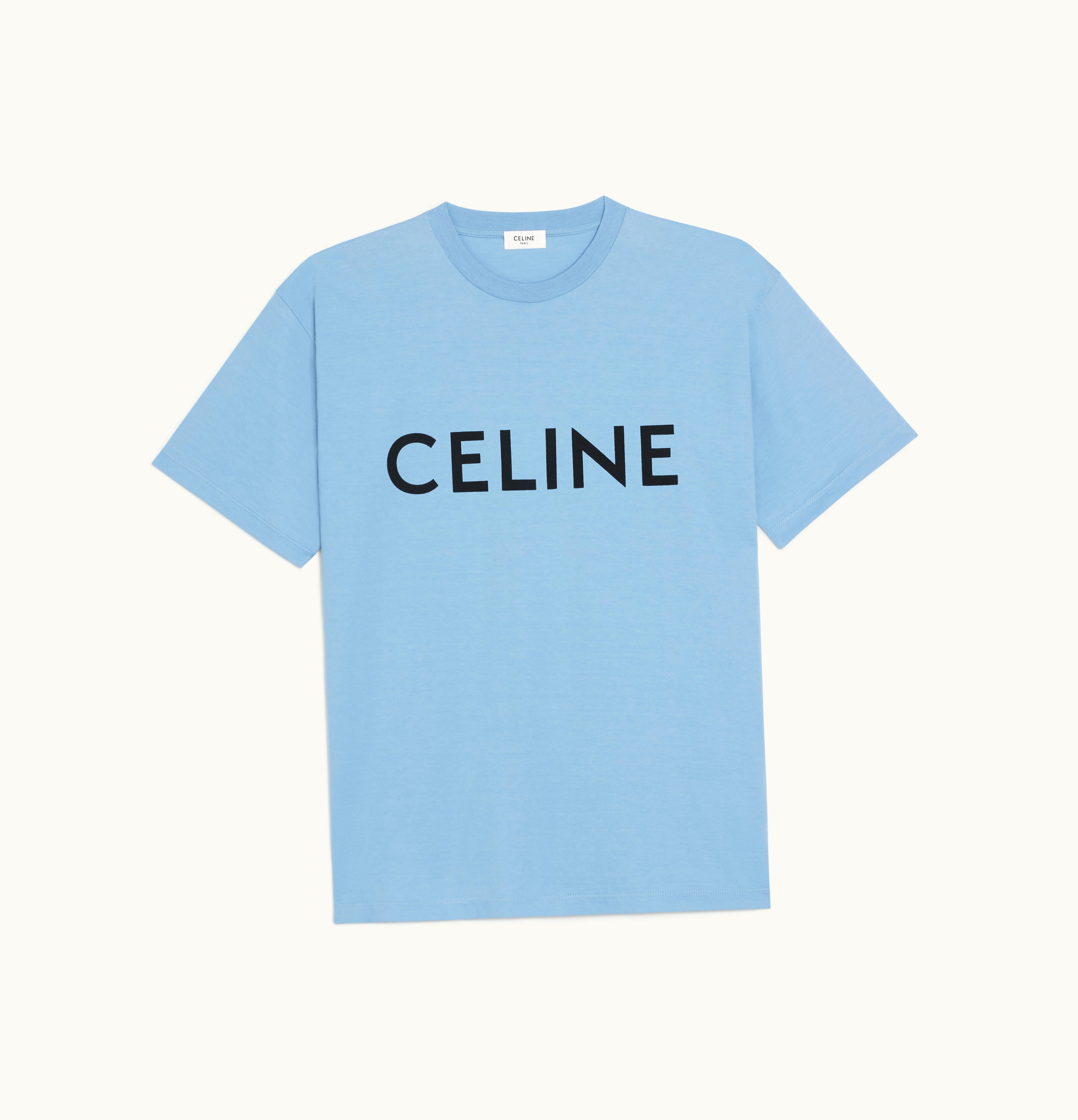 Celine Celine Loose Celine T-Shirt In Cotton Jersey Washed Blue / Black
