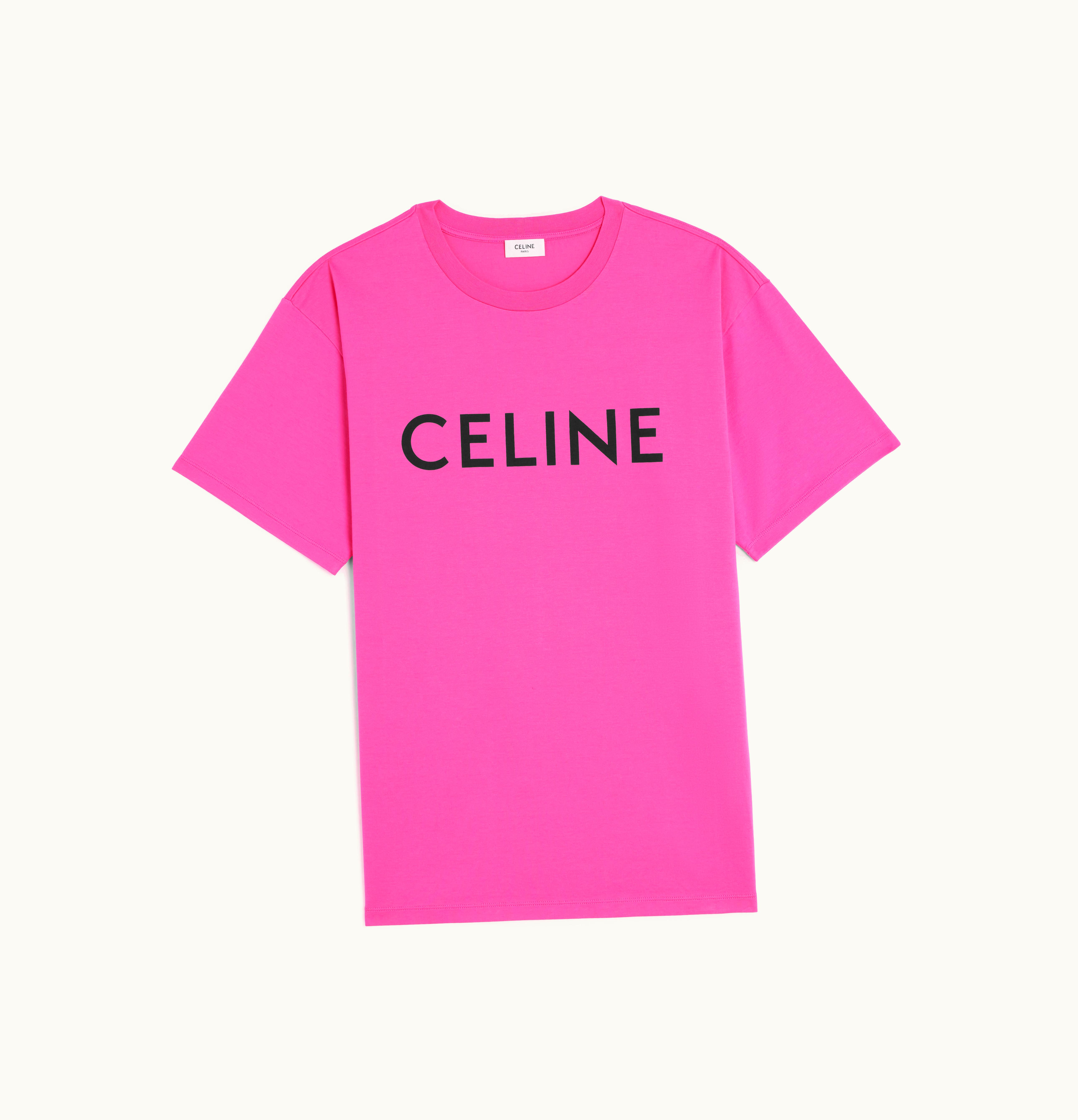 Celine Celine Loose Celine T-Shirt In Cotton Jersey Cranberry Pink / Black