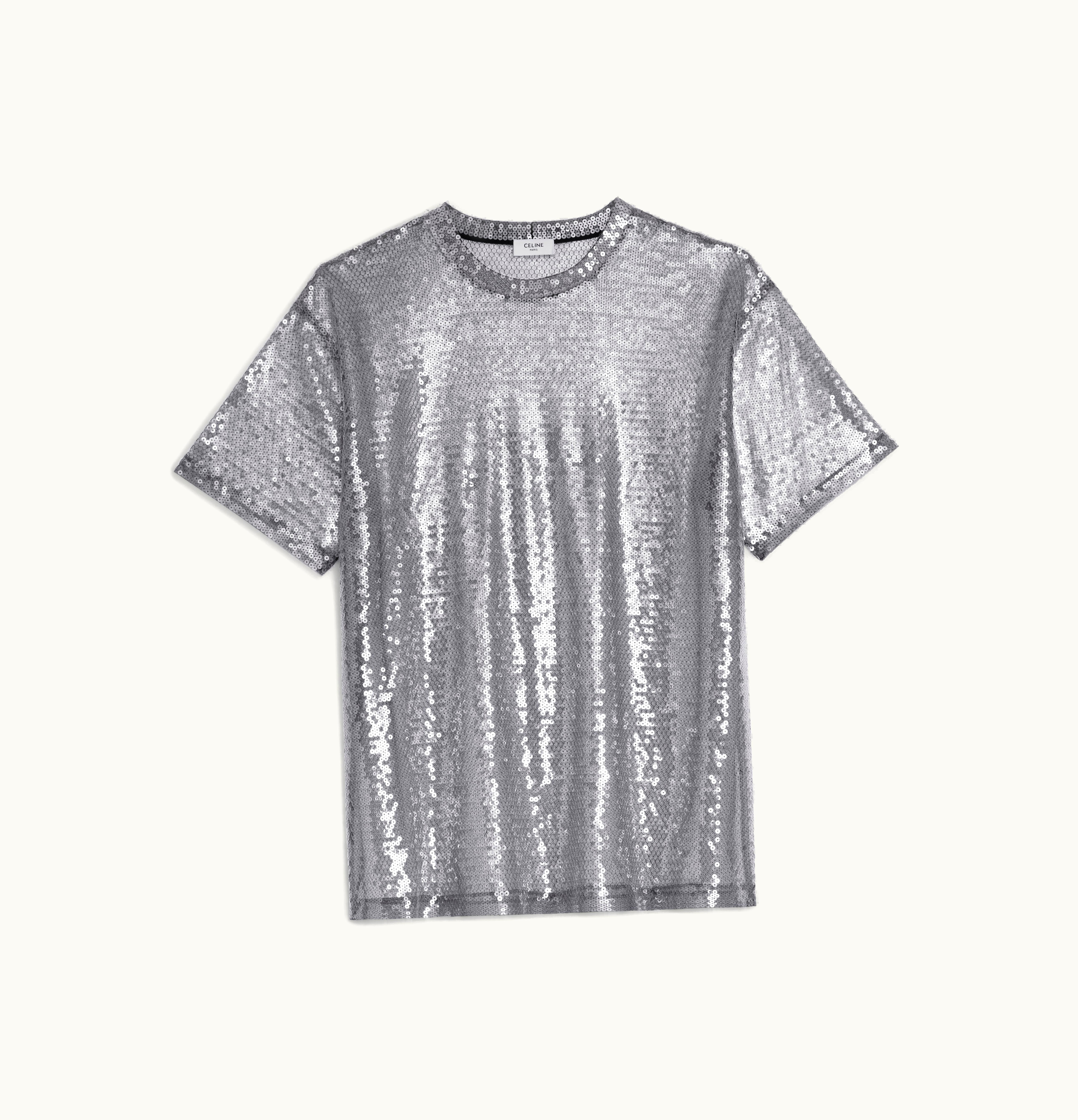 Celine Celine Embroidered Loose T-Shirt In Tulle Black