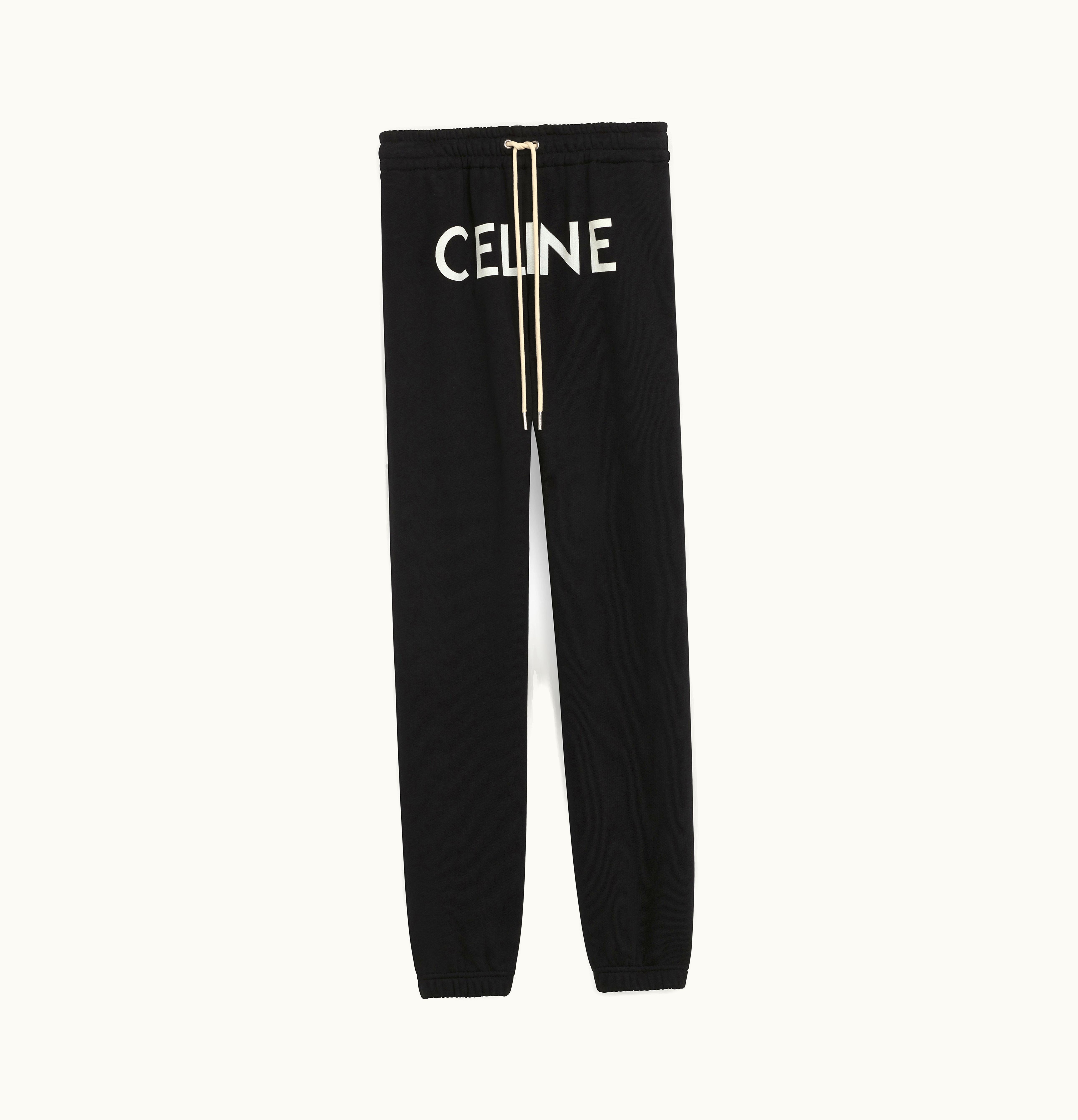 Celine Celine Track Pants In Cotton Fleece Black / White