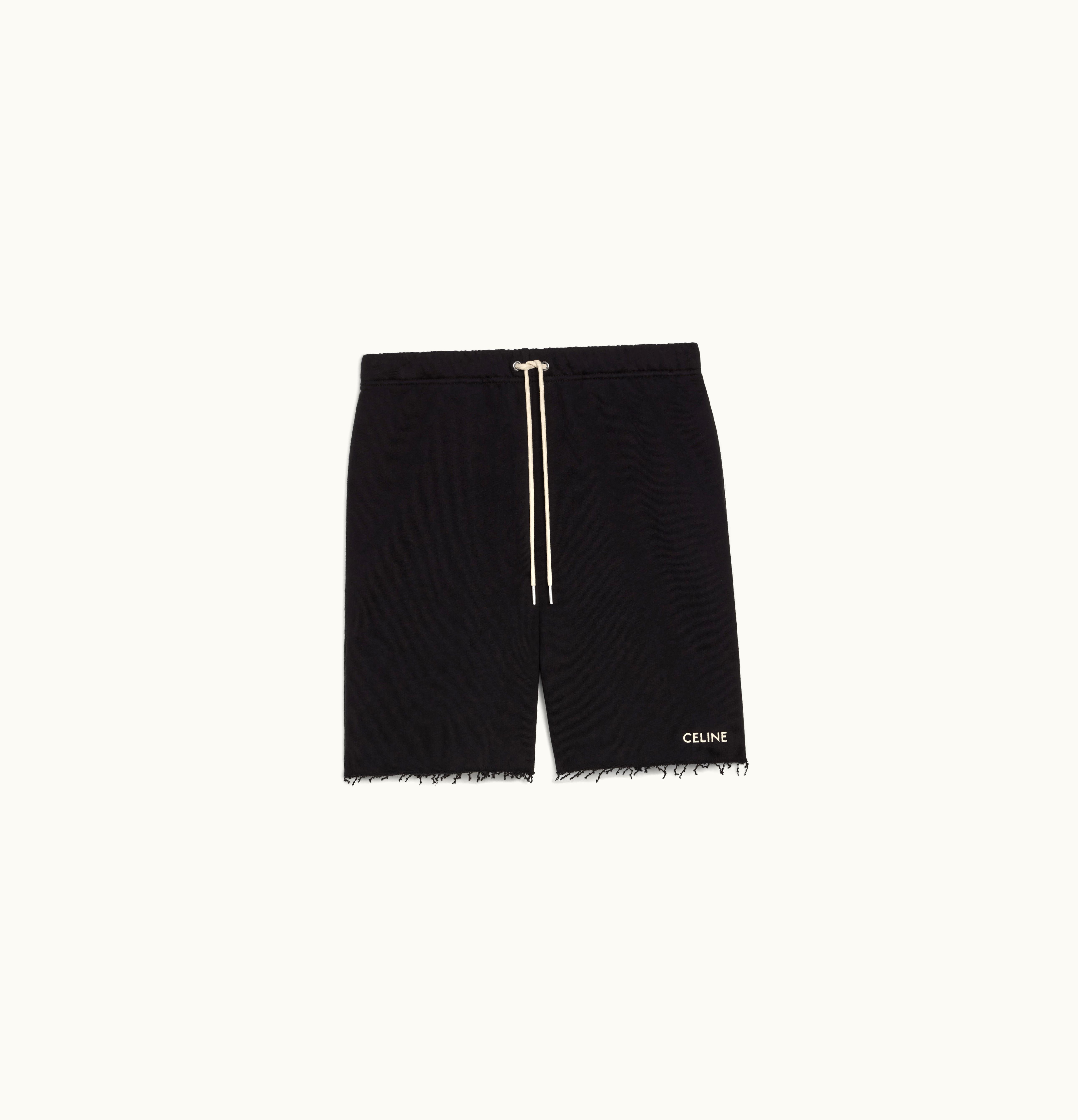 Celine Celine Embroidered Shorts In Cotton Fleece Black / White