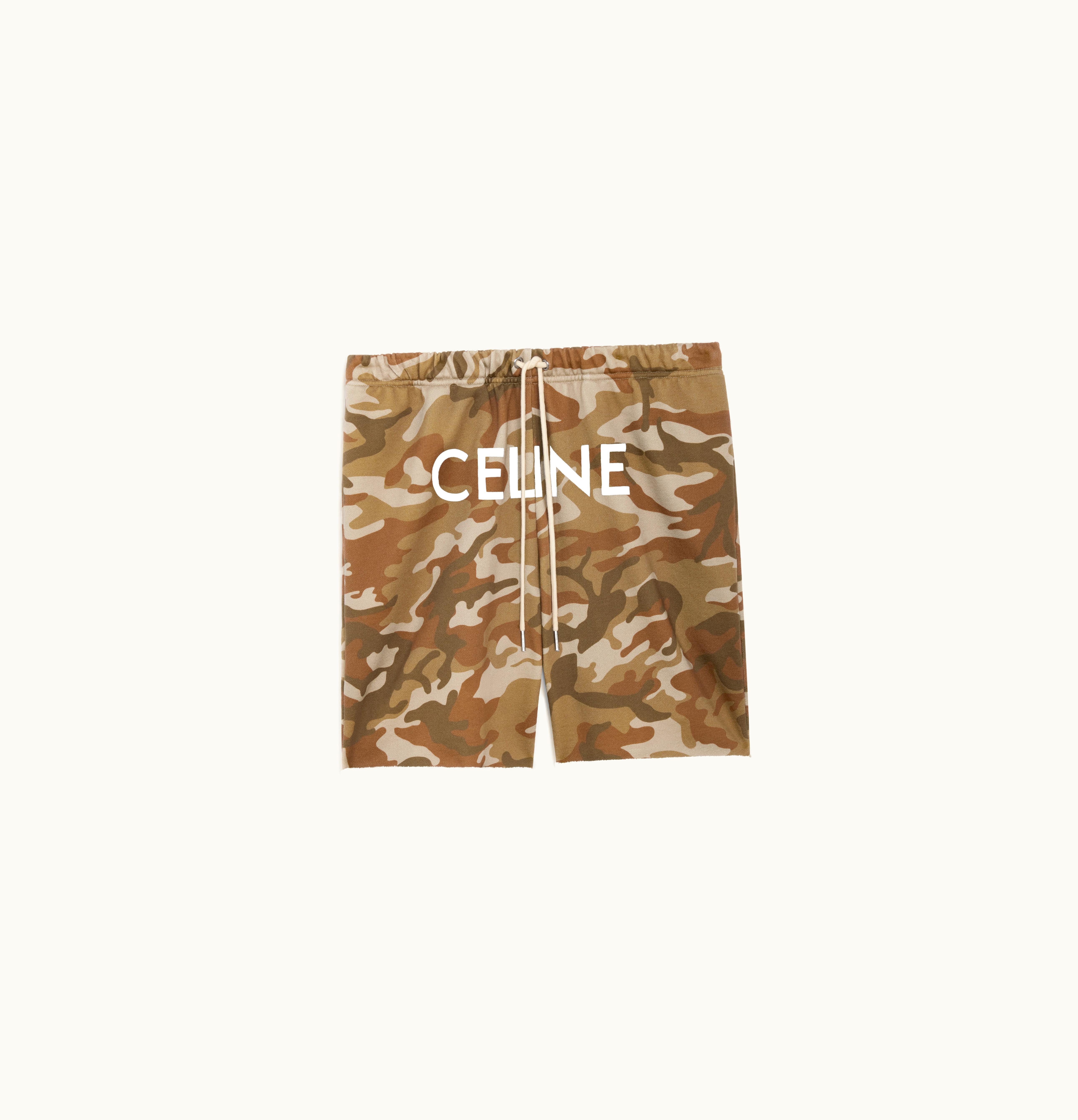 Celine Celine Loose Celine Shorts In Cotton Fleece Camo Washed / White