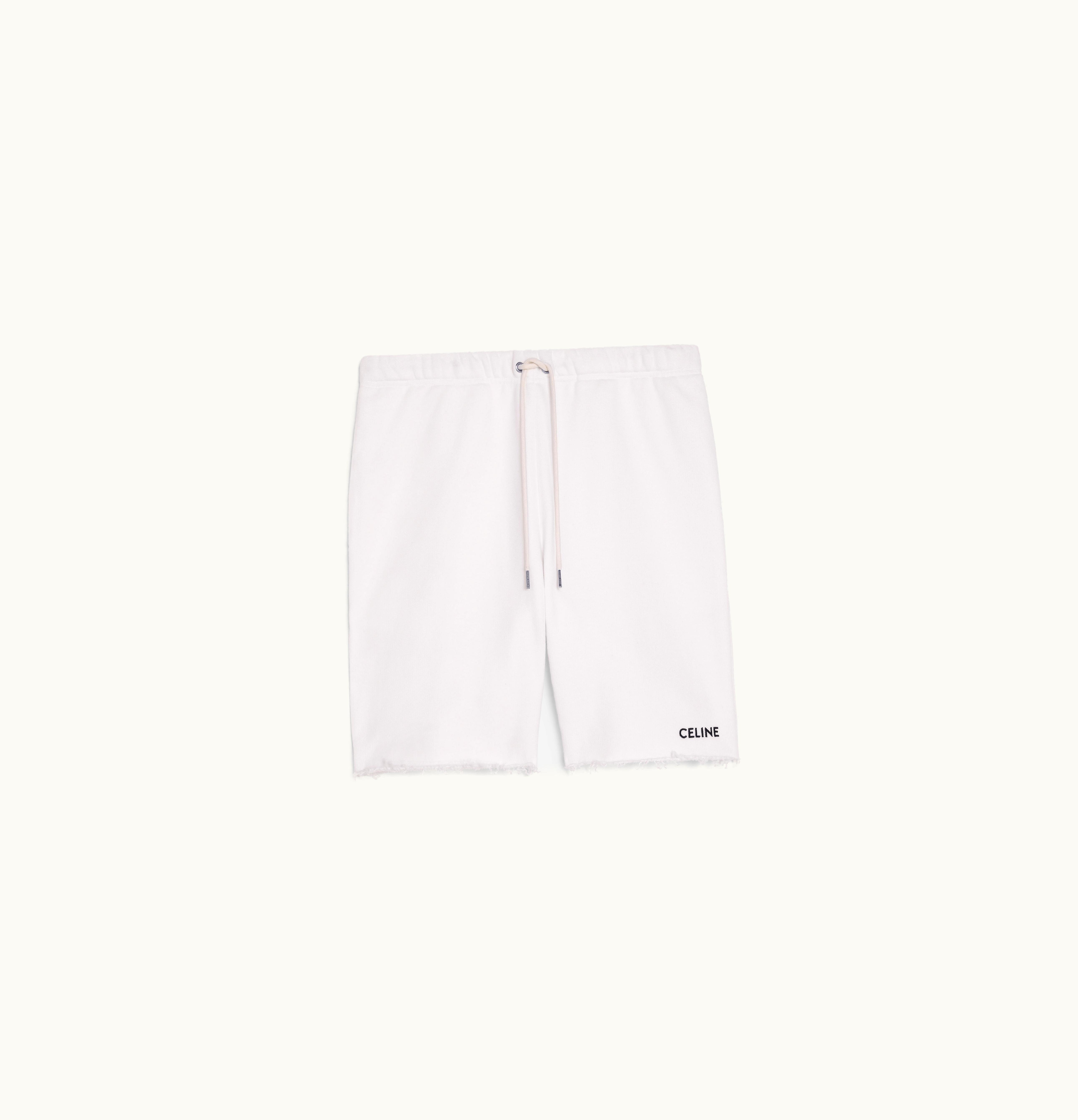 Celine Celine Embroidered Shorts In Cotton Fleece Off White / Black