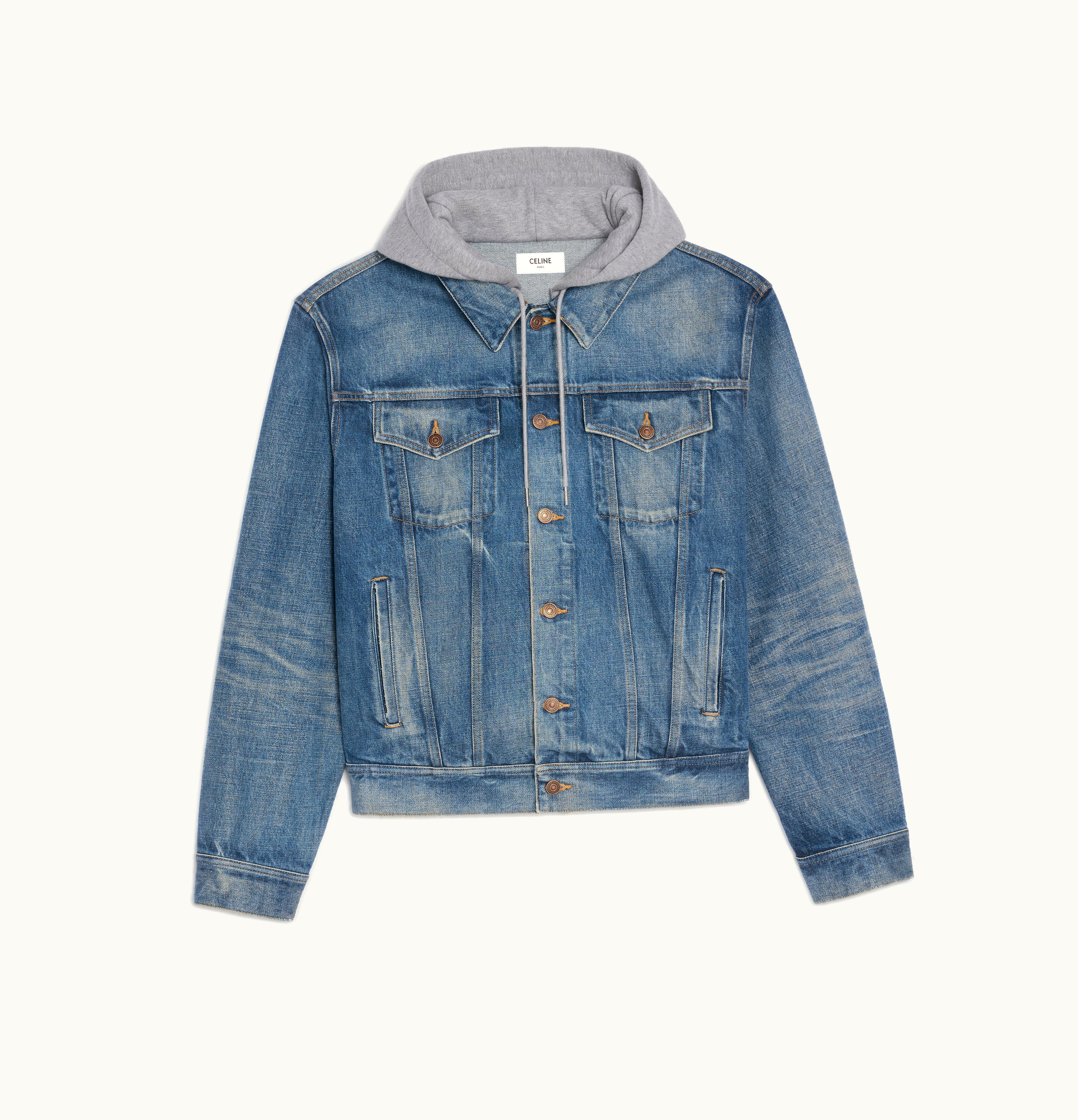 Celine Celine Hooded Trucker Jacket In Union Wash Denim Union Wash
