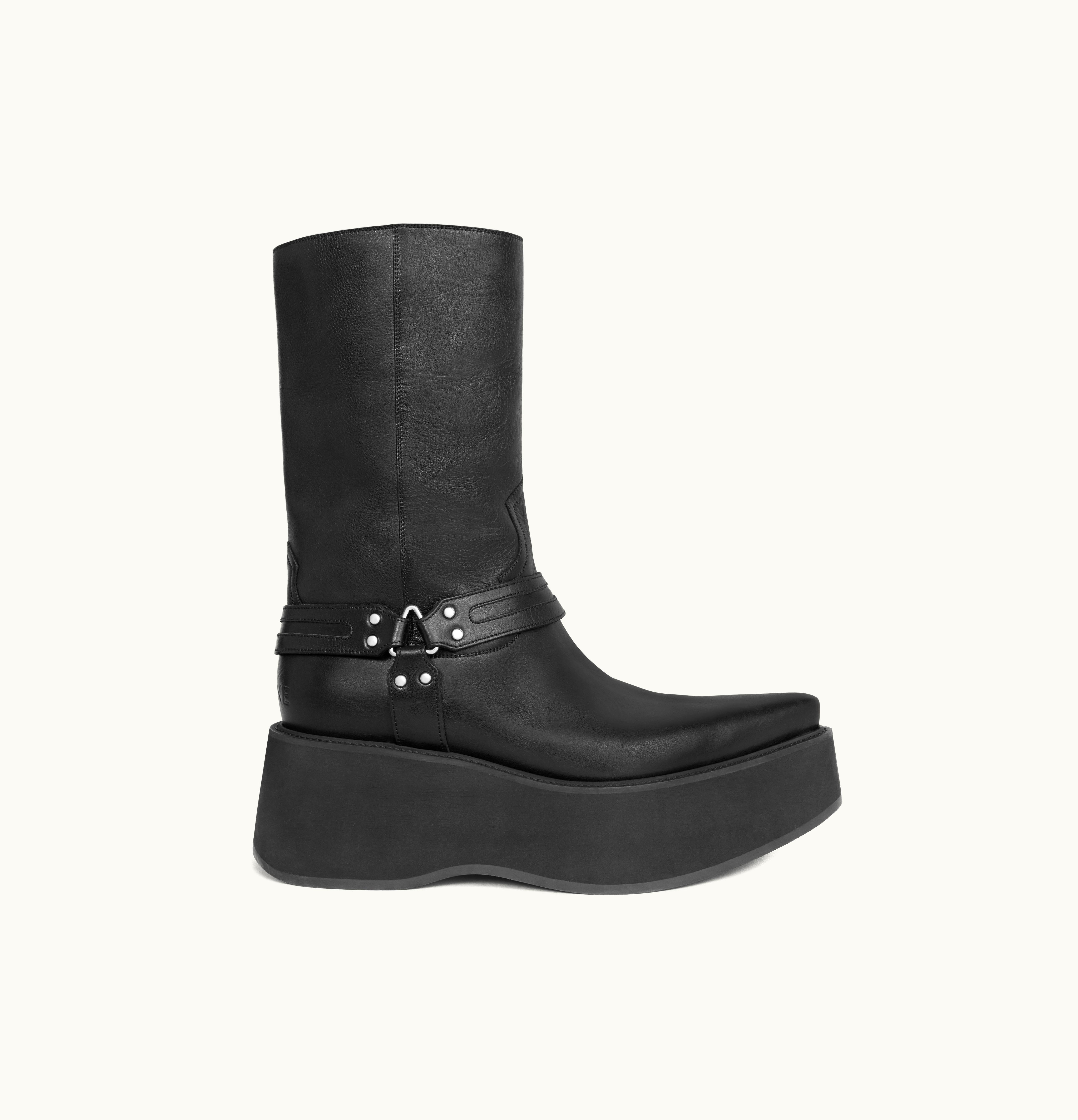 Celine Celine Jed Biker Platform Santiag In Calfskin Black