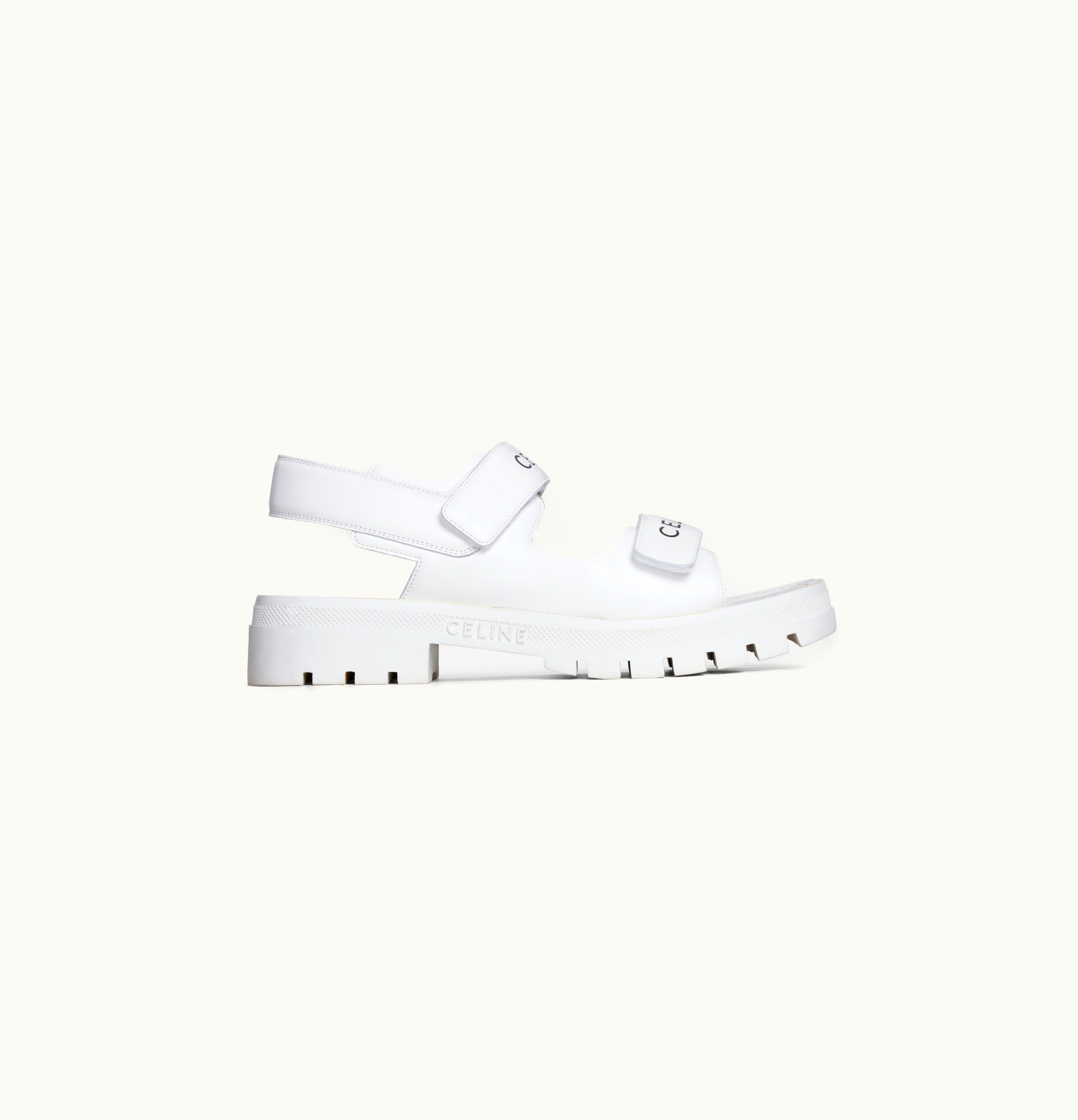 Celine Celine Leo Sandal With Velcro In Calfskin Optic White