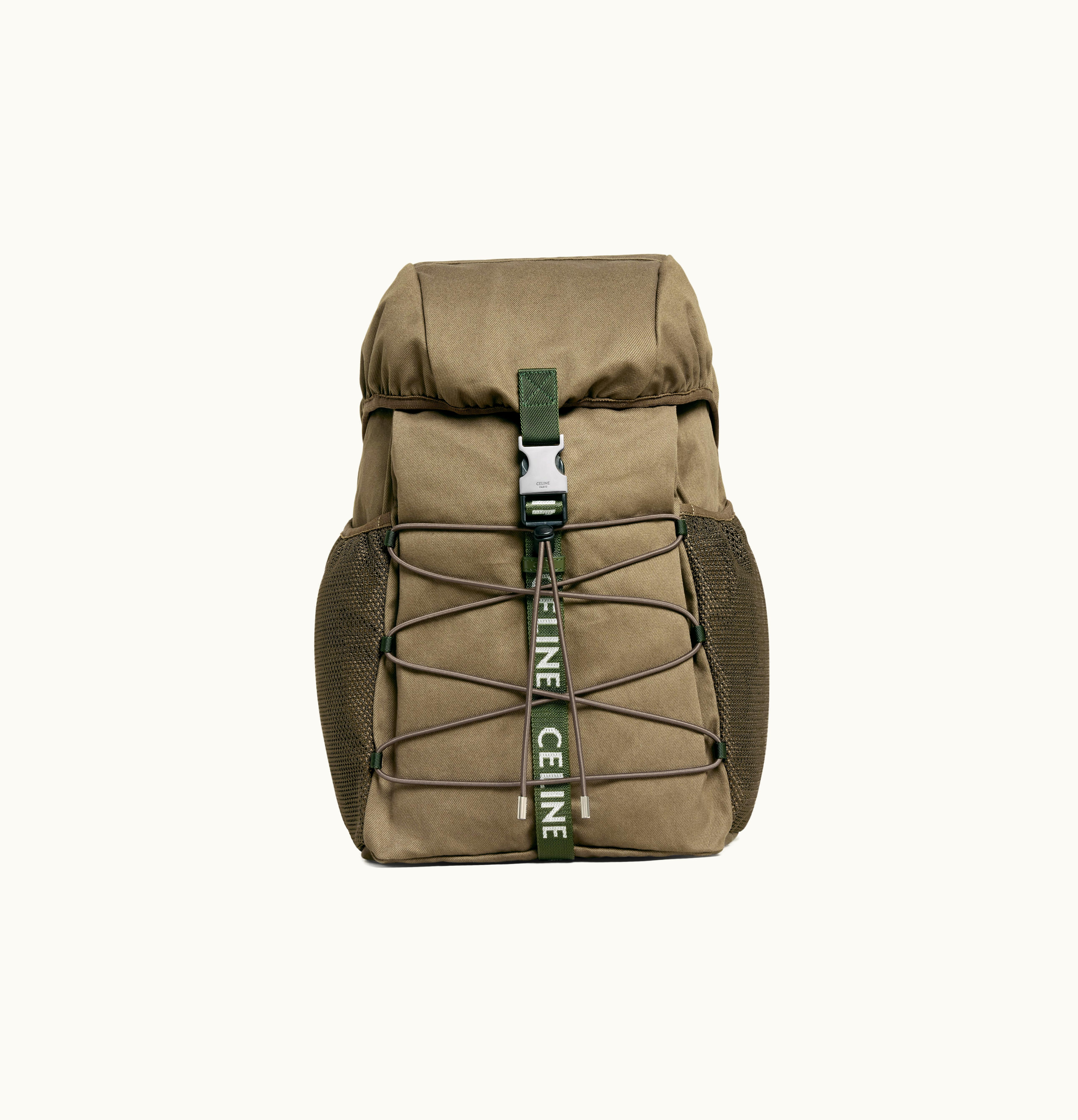 Celine Celine Medium Backpack Trekking In Cotton Gabardine Khaki
