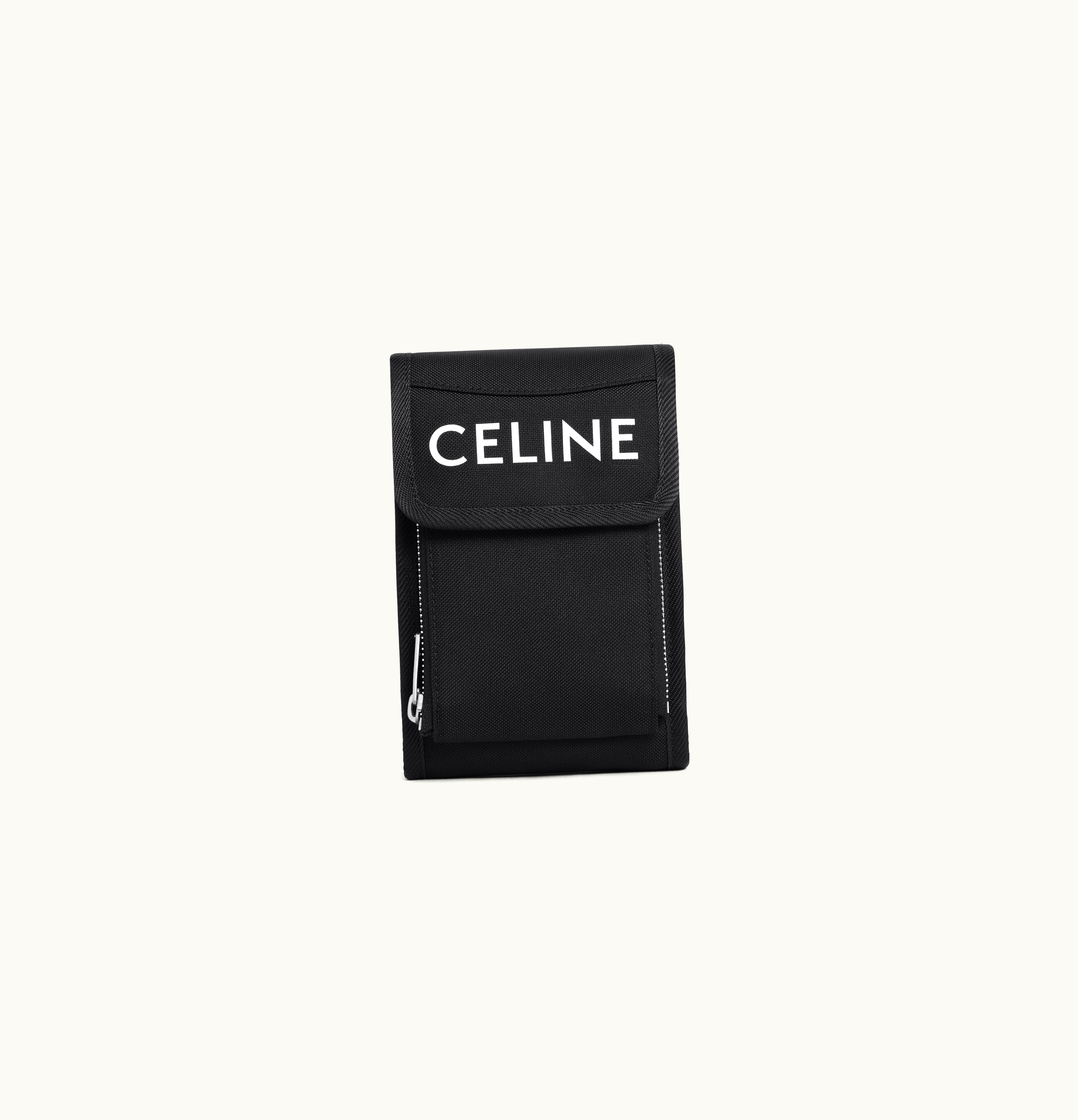 Celine Celine Trekking Flap Phone Pouch In Nylon With Celine Print Black