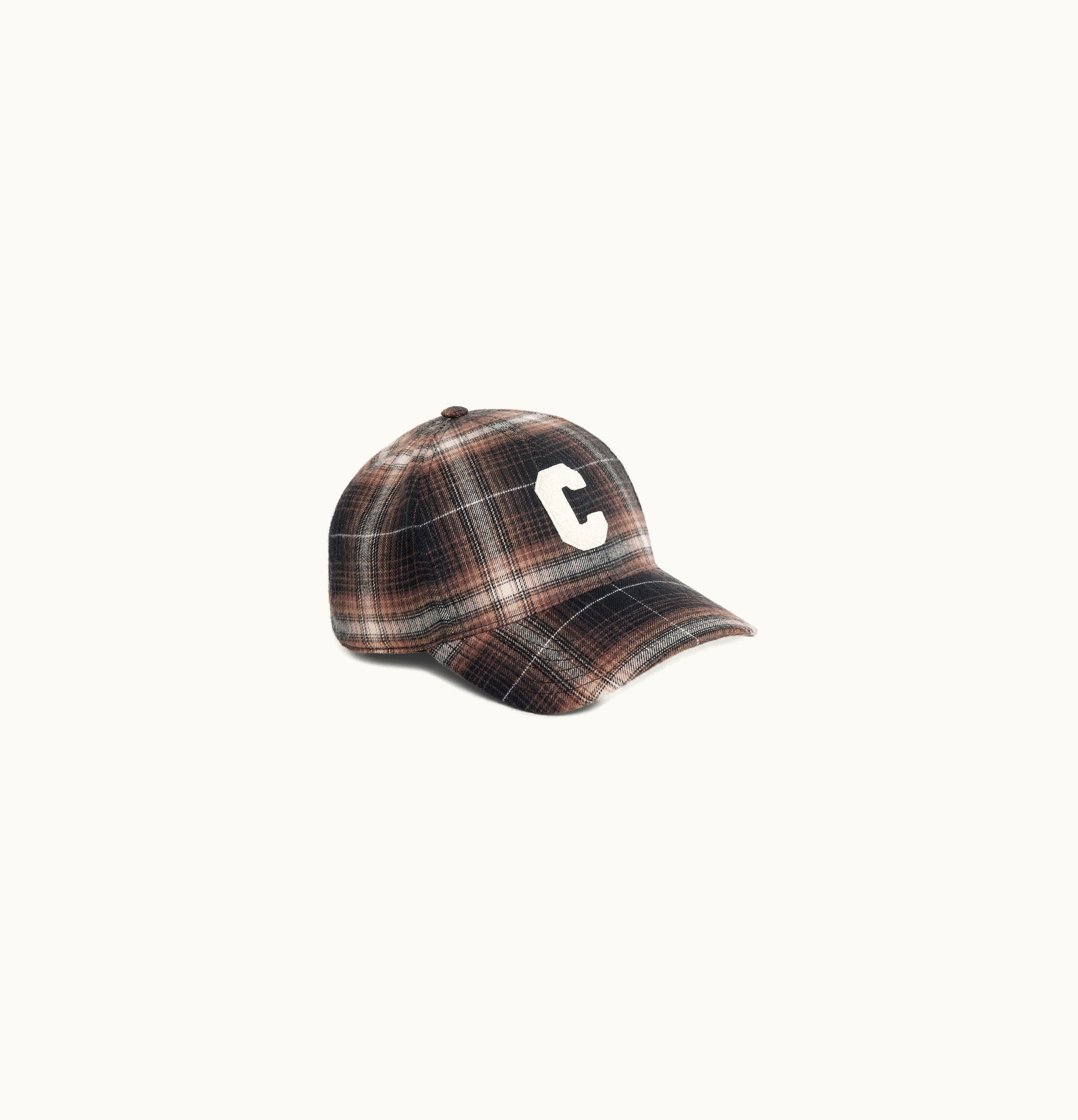 Celine Celine Initial Cap In Checked Cotton Brown