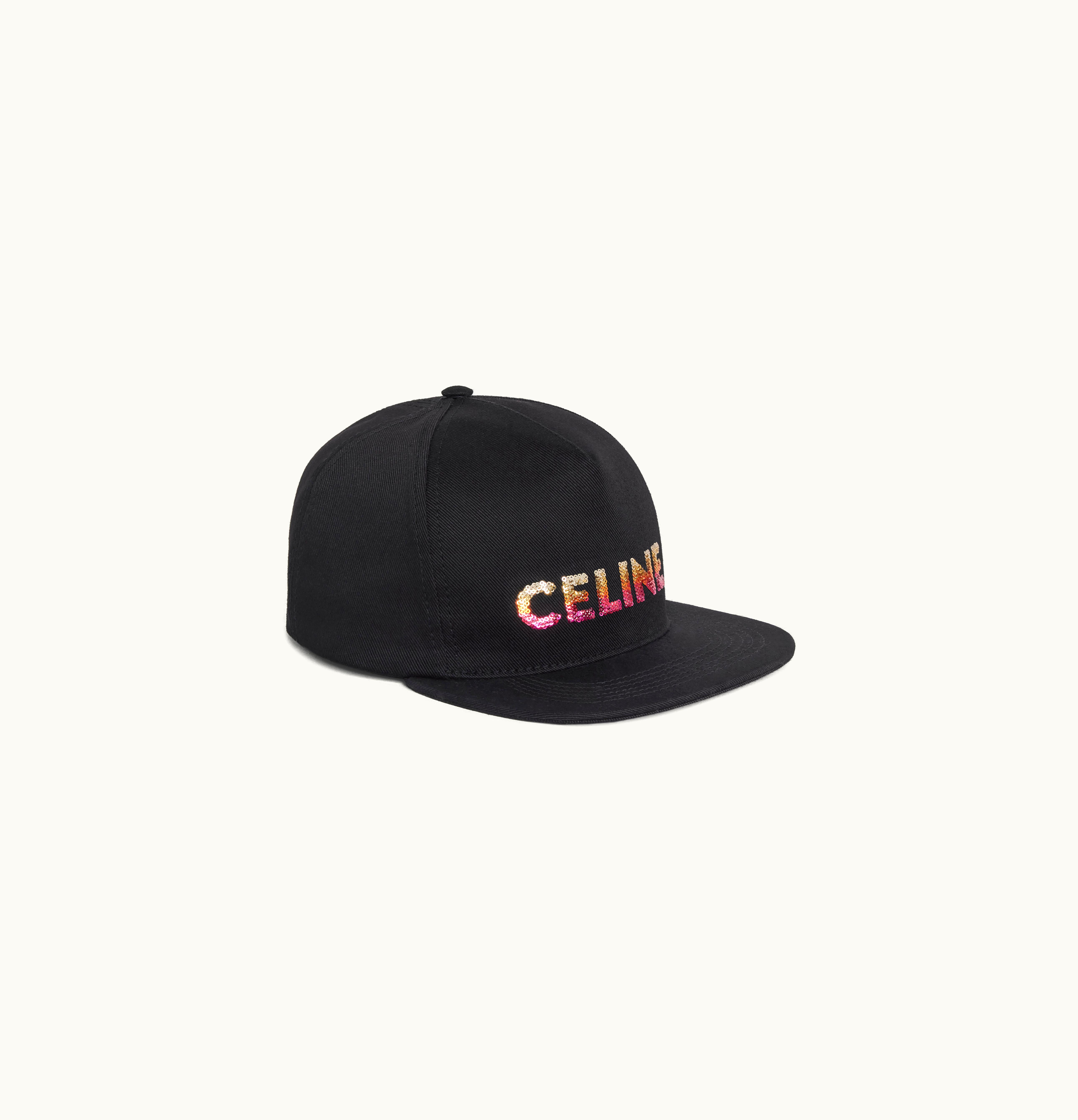 Celine Celine Embroidered Cap In Cotton Black