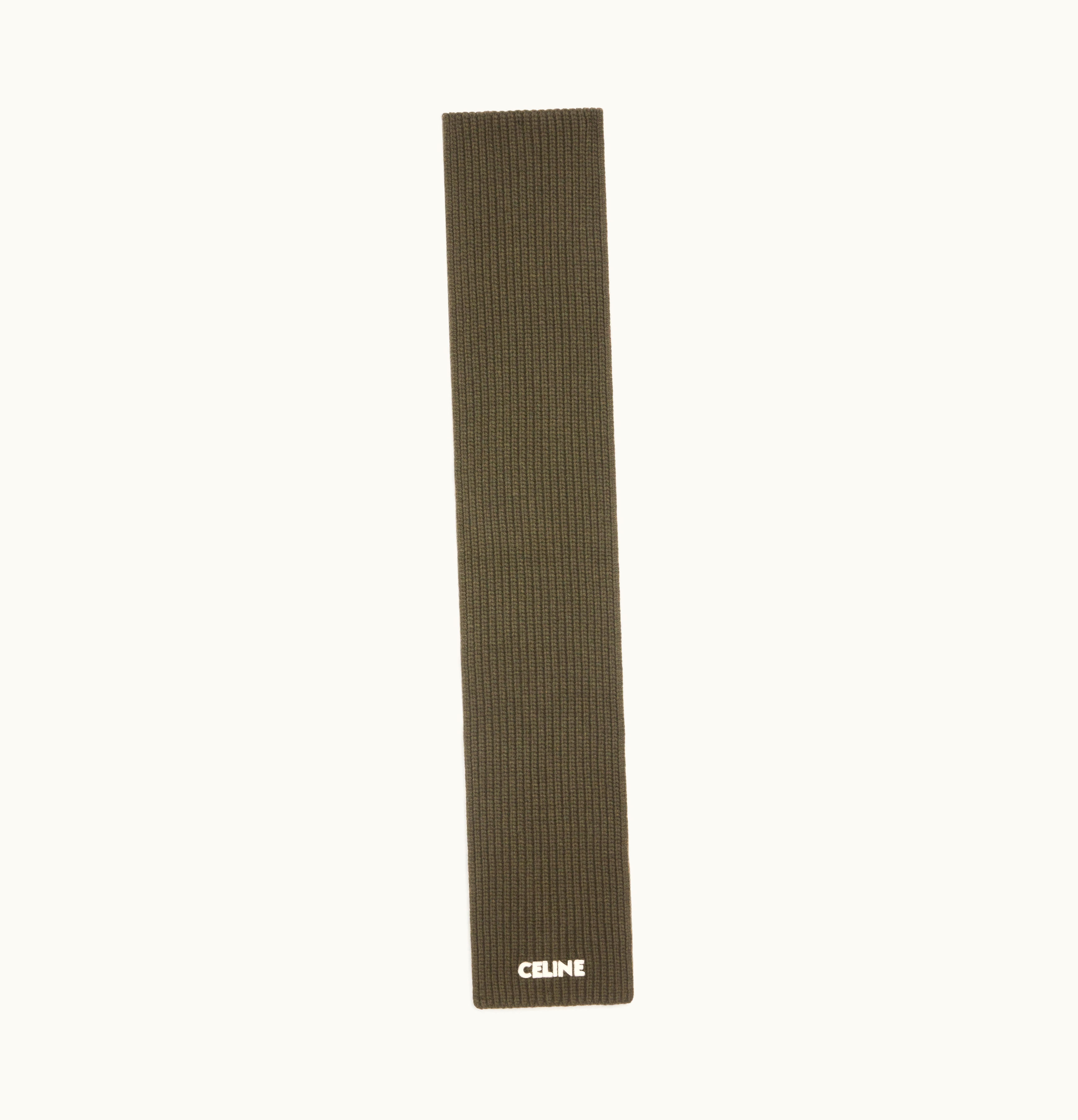 Celine Celine Scarf In Ribbed Wool Khaki