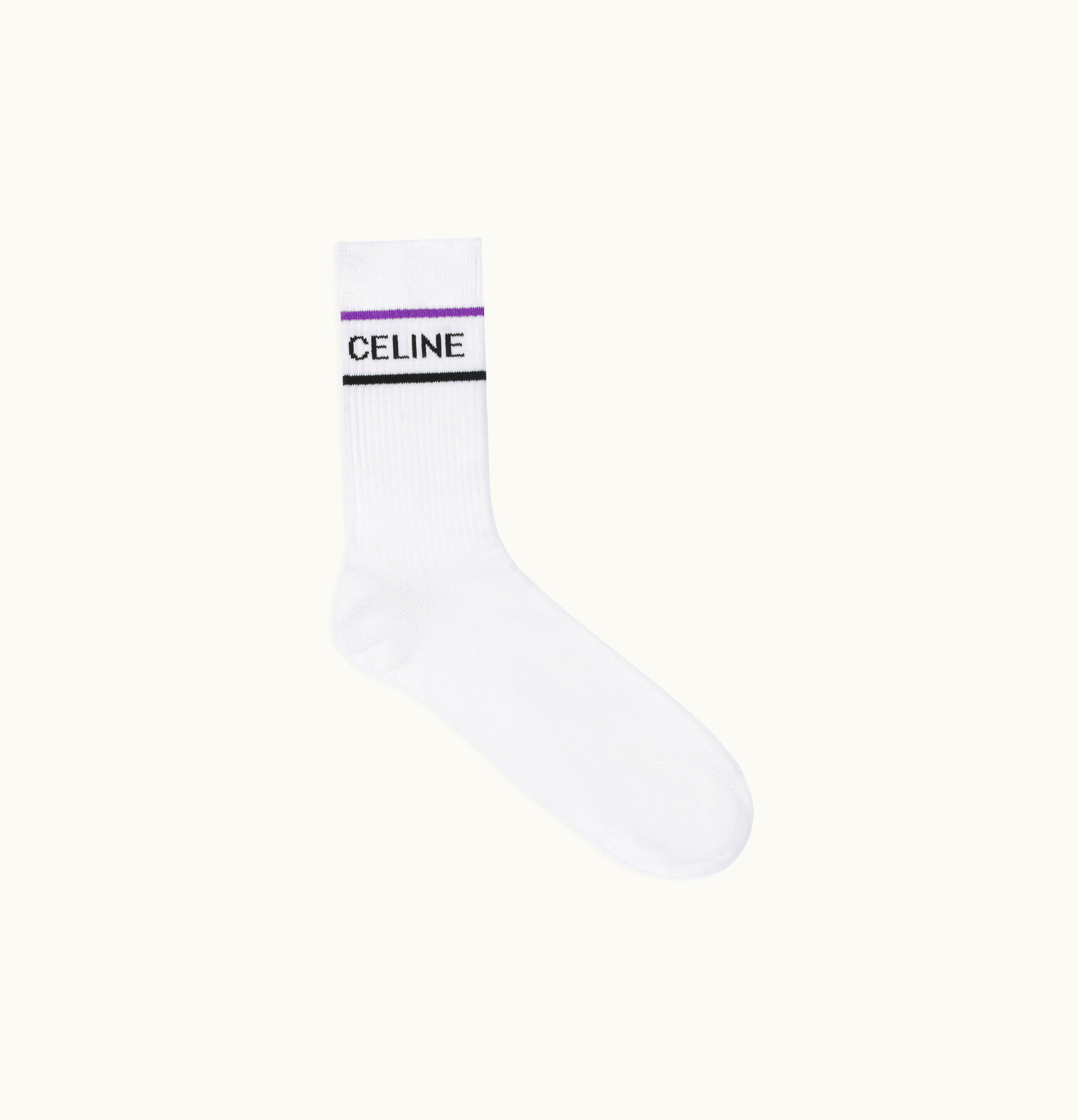 Celine Celine Socks In Striped Cotton White / Purple