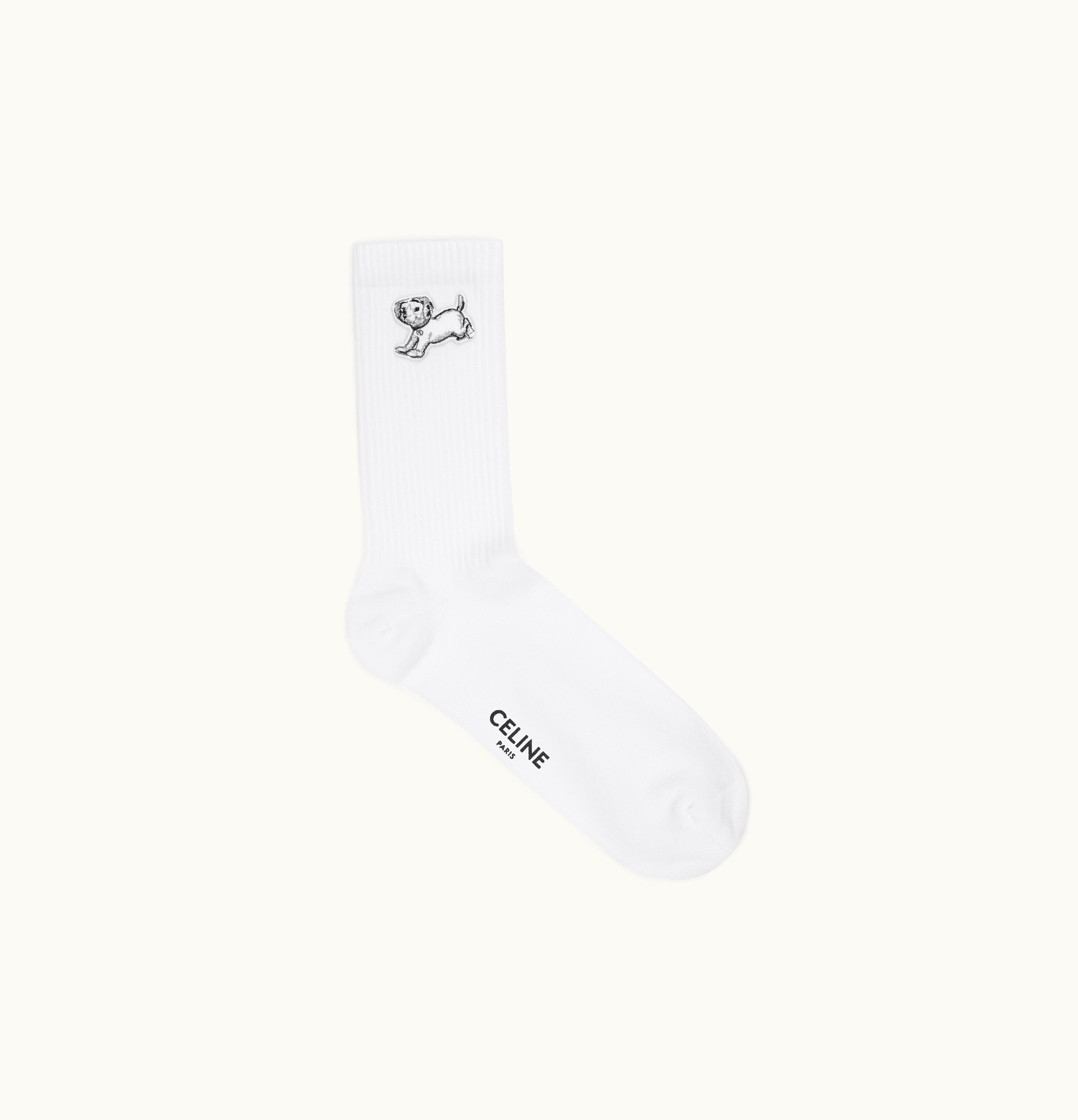 Celine Celine Cotton Socks With Artist Embroidery Off White