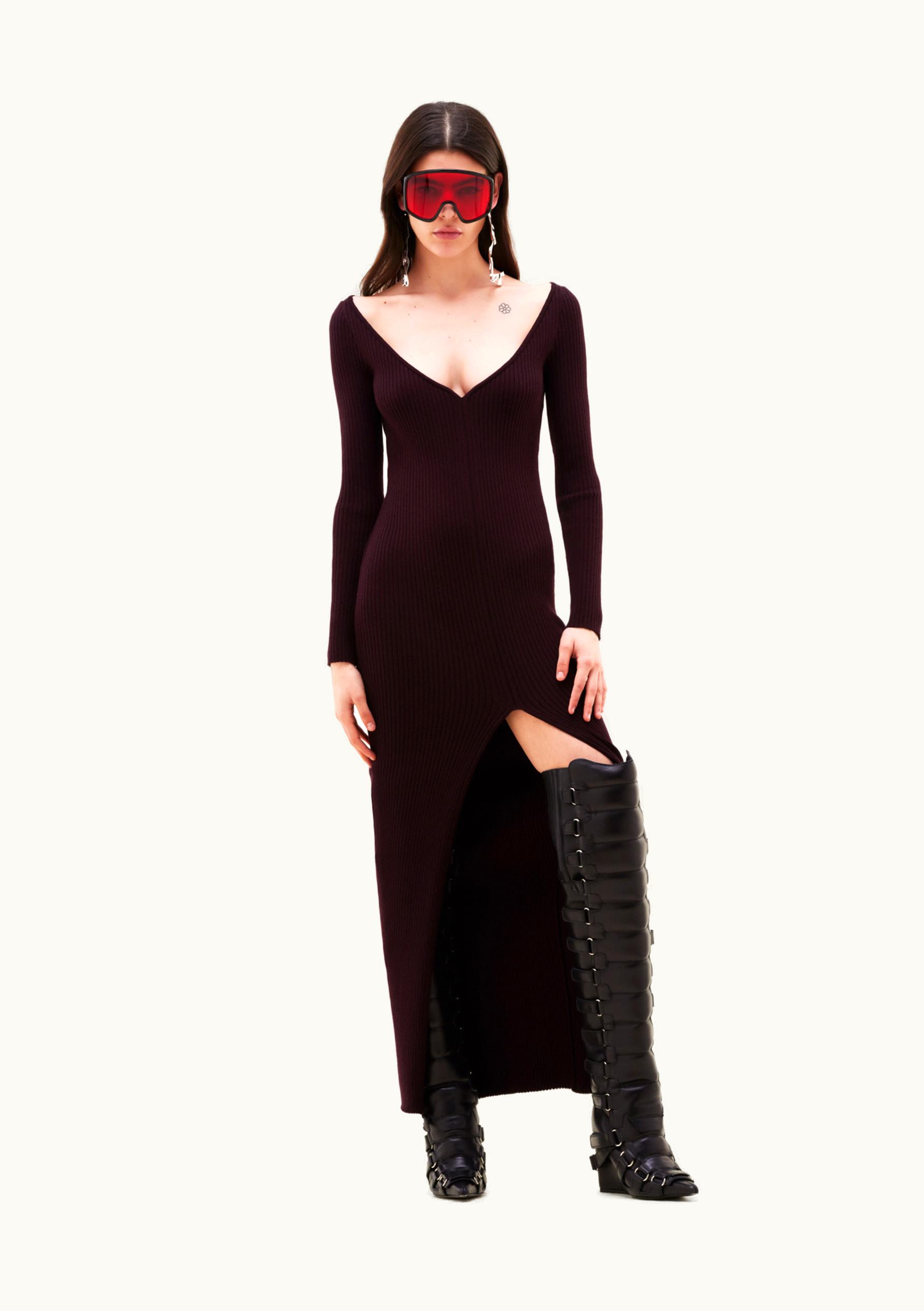 Courrèges Courrèges Swallow Long Rib Knit Dress UZ0121491