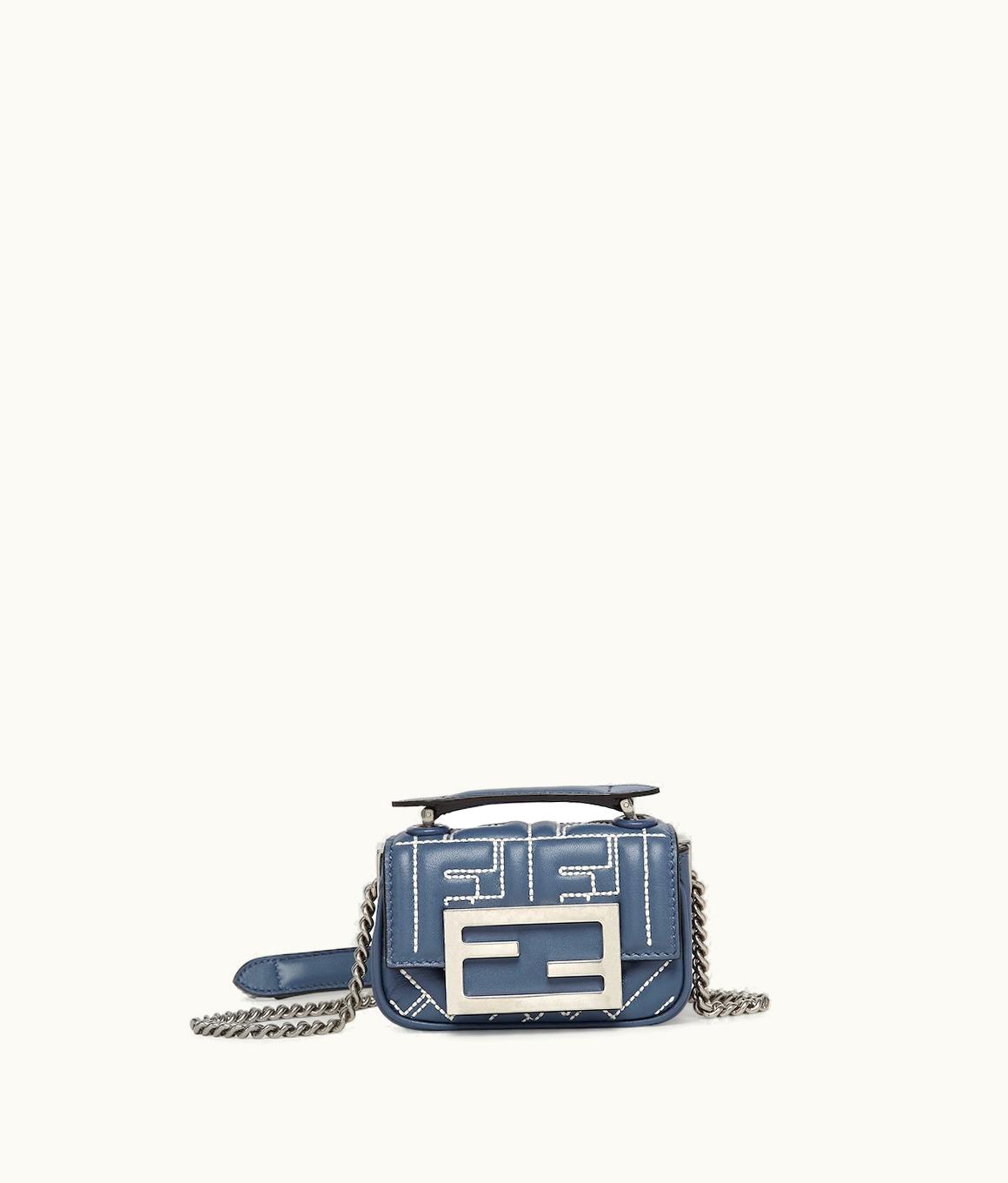 Fendi Fendi Nano Baguette Chain - Blue Nappa Leather Mini-Bag