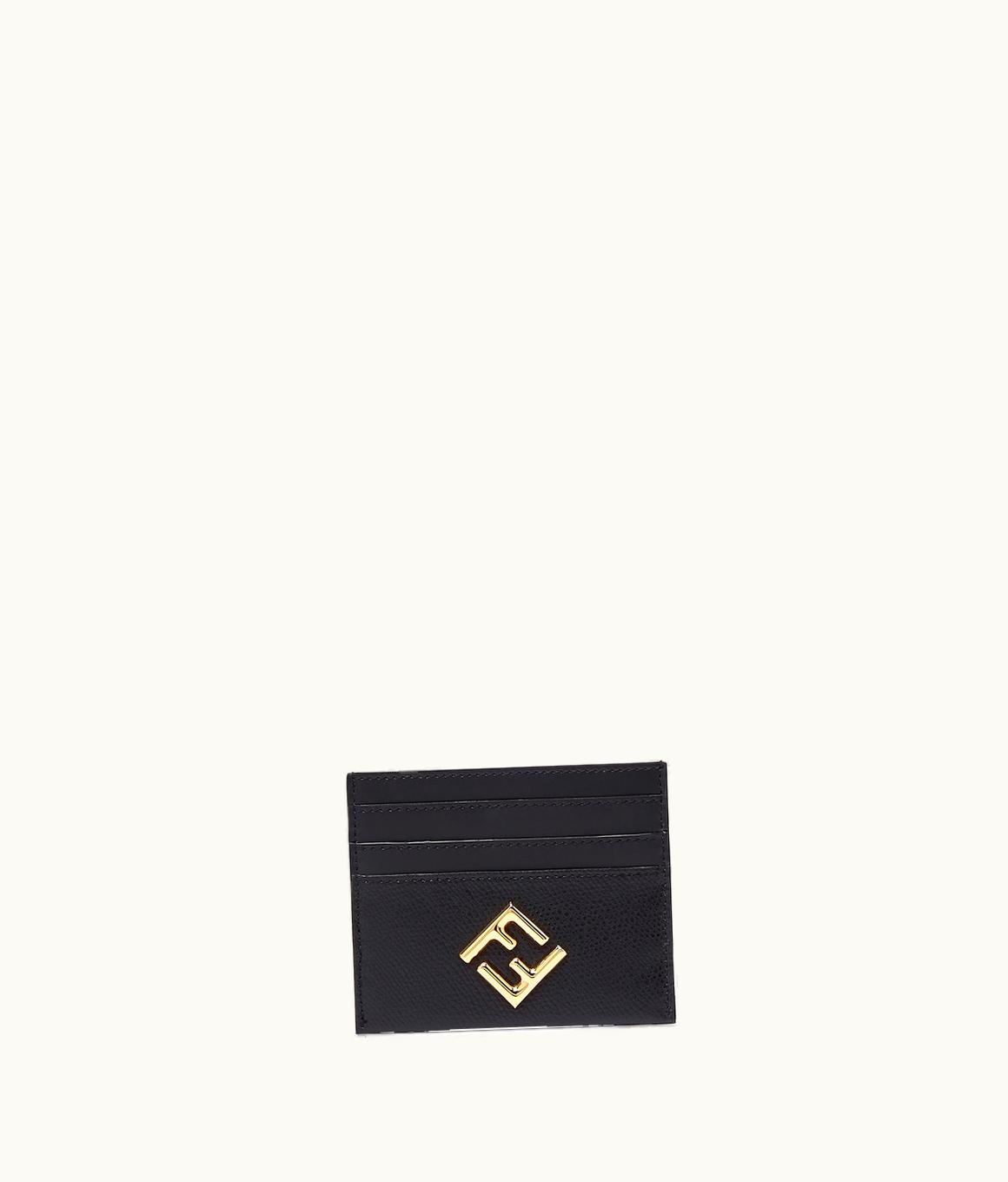Fendi Fendi FF Diamonds Card Case - Black Leather Flat Card Holder UZ0122232