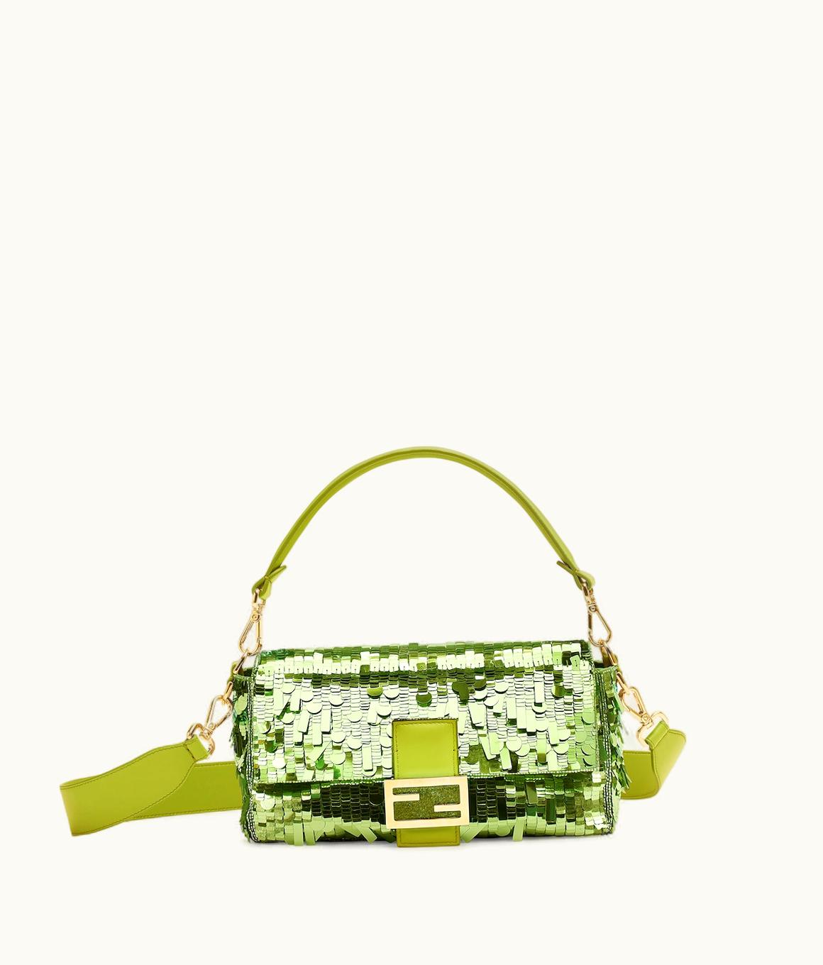 Fendi Fendi Baguette - Acid Green Sequin And Leather Bag