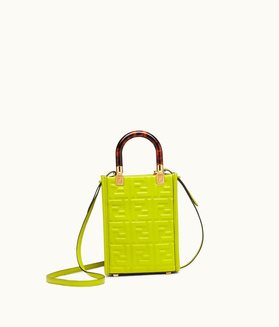 Fendi Fendi Mini Sunshine Shopper - Acid Green Leather Mini-Bag