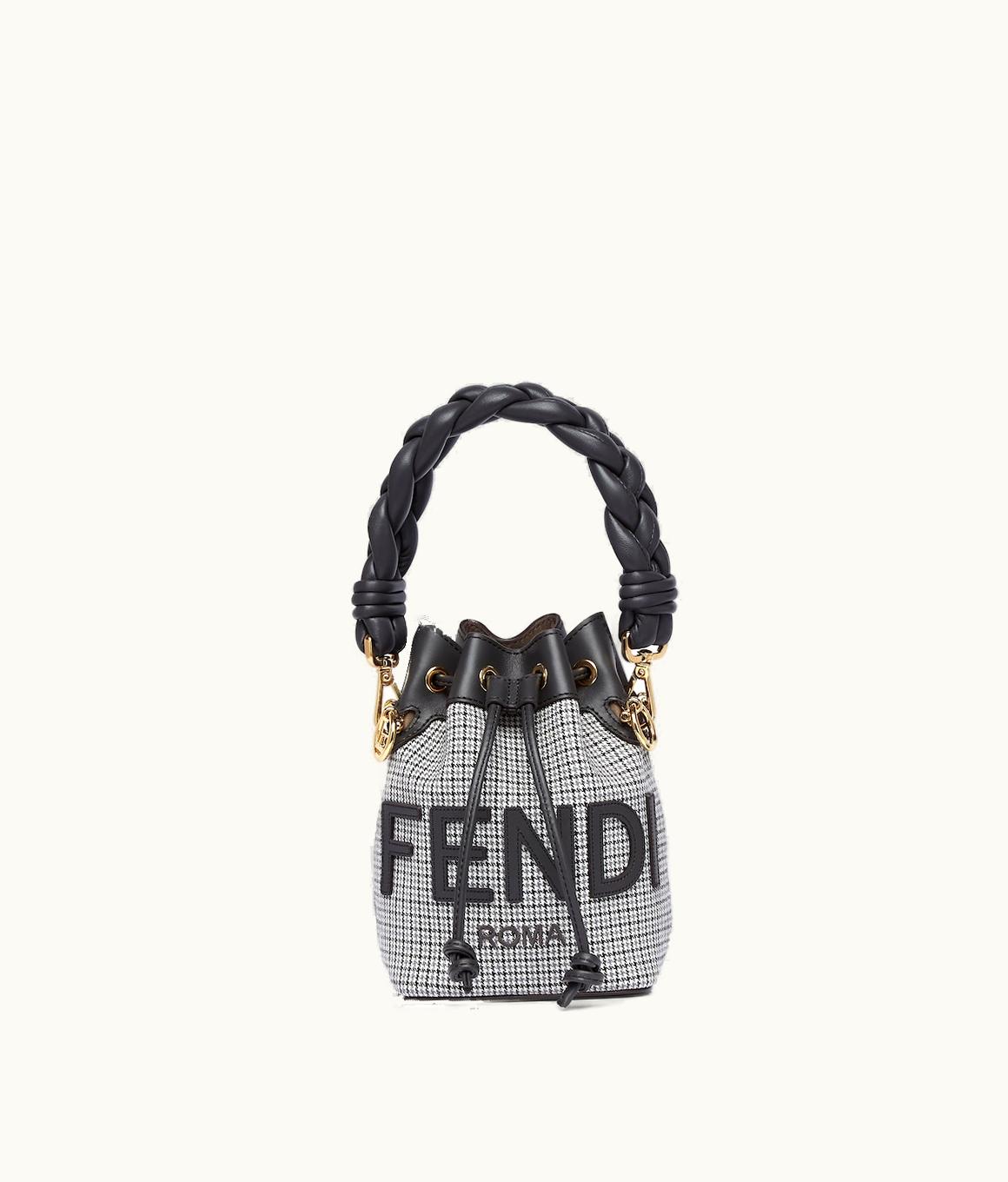 Fendi Fendi Mon Tresor - Grey Houndstooth Wool Mini-Bag