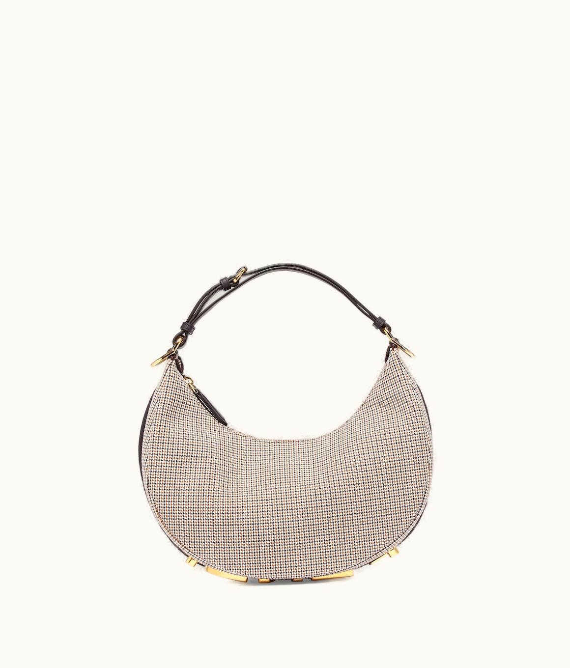 Fendi Fendi Fendigraphy Small - Brown Houndstooth Wool Bag