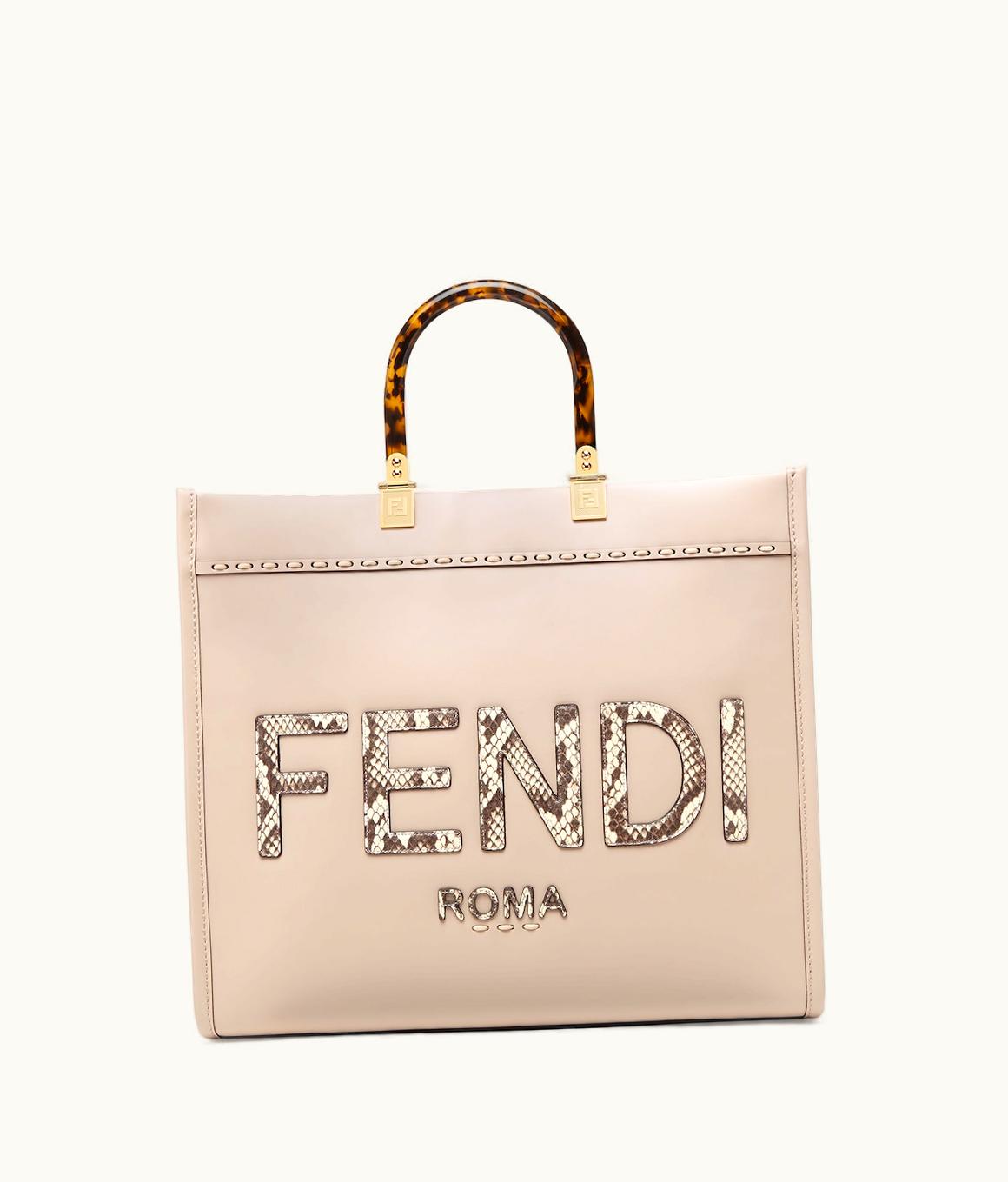 Fendi Fendi Sunshine Medium - Beige Leather And Elaphe Shopper