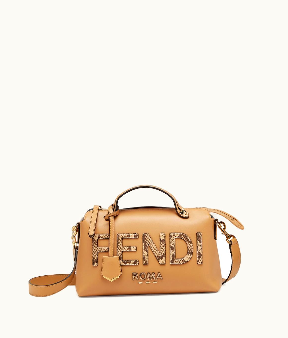 Fendi Fendi By The Way Medium - Light Brown Leather And Elaphe Boston Bag