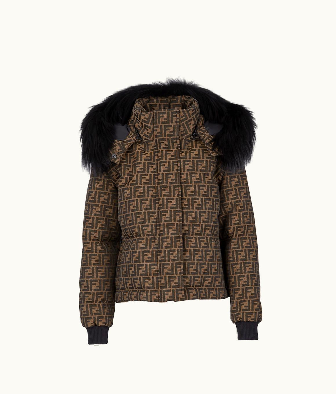Fendi Fendi Down Jacket - Brown Canvas Down Jacket