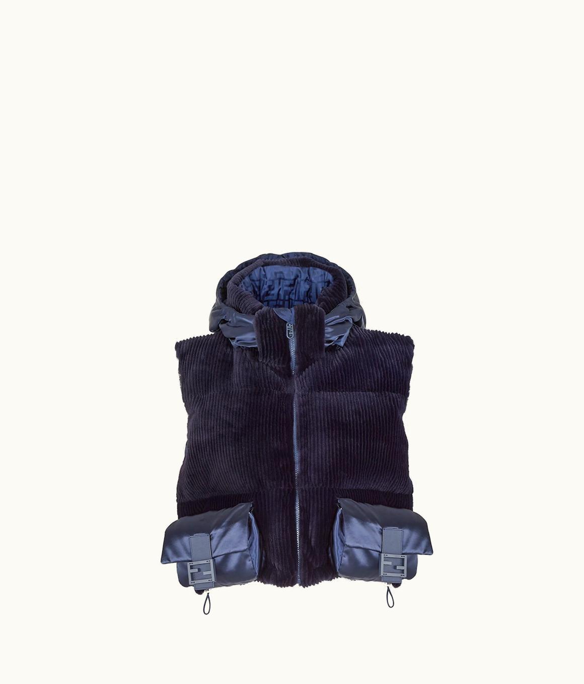 Fendi Fendi Gilet - Blue Nylon And Mink Gilet