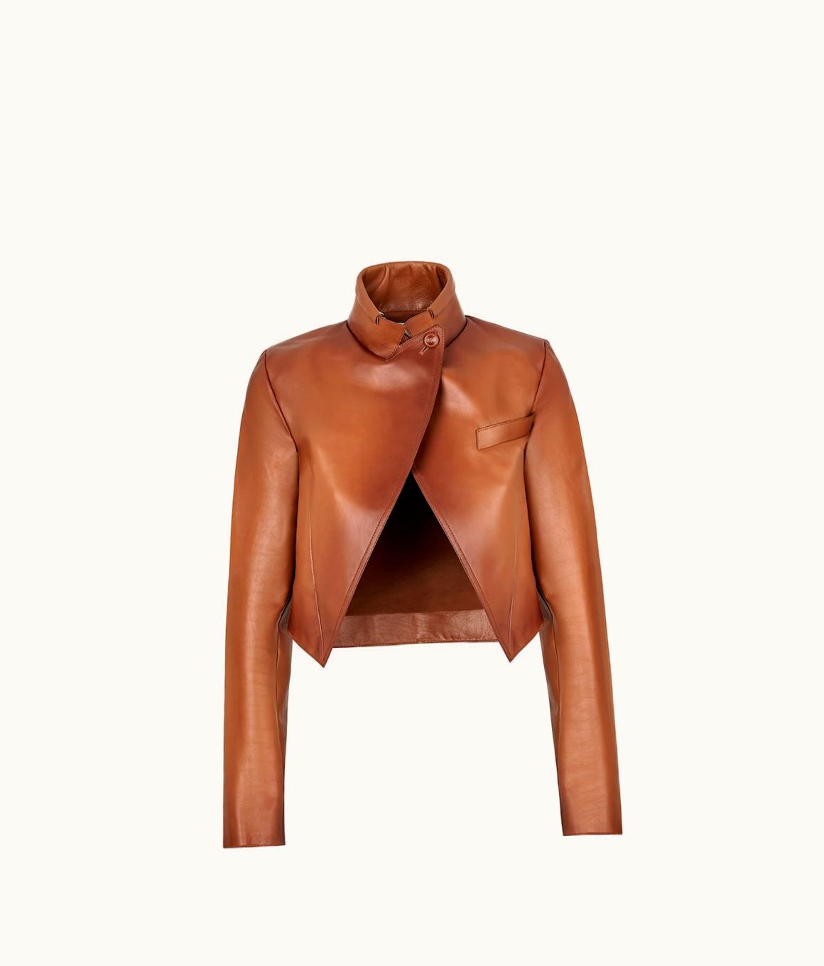 Fendi Fendi Jacket - Shaded-Effect Tan Leather Jacket UZ0122796