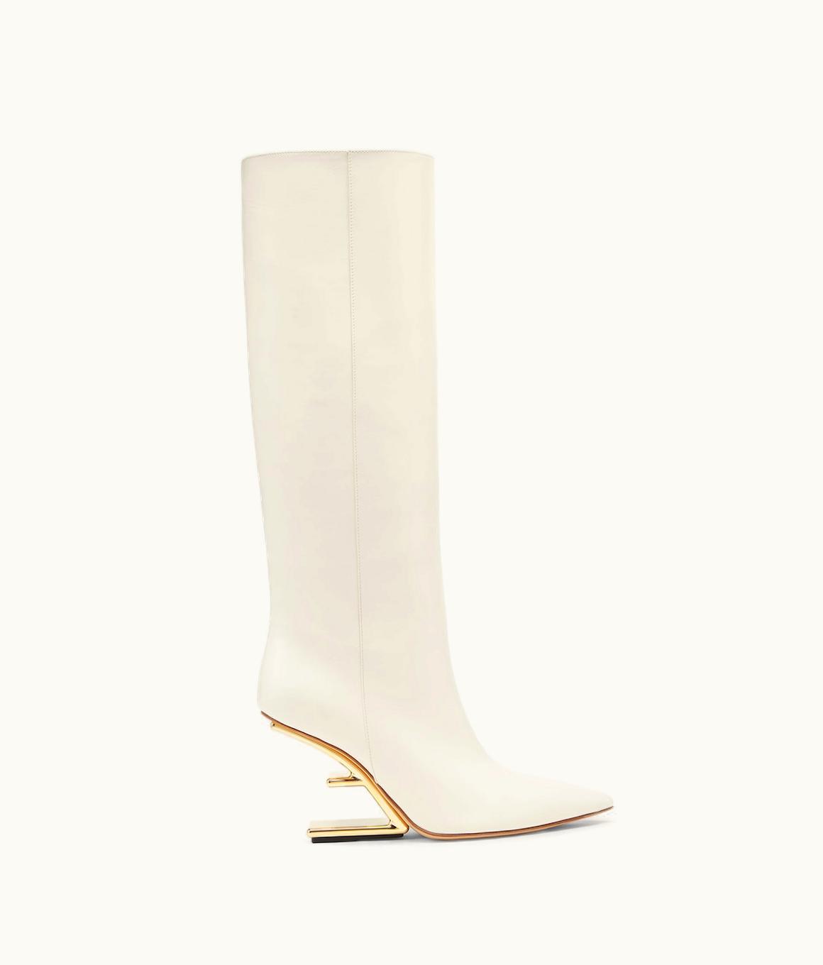 Fendi Fendi First - White Leather High-Heeled Boots