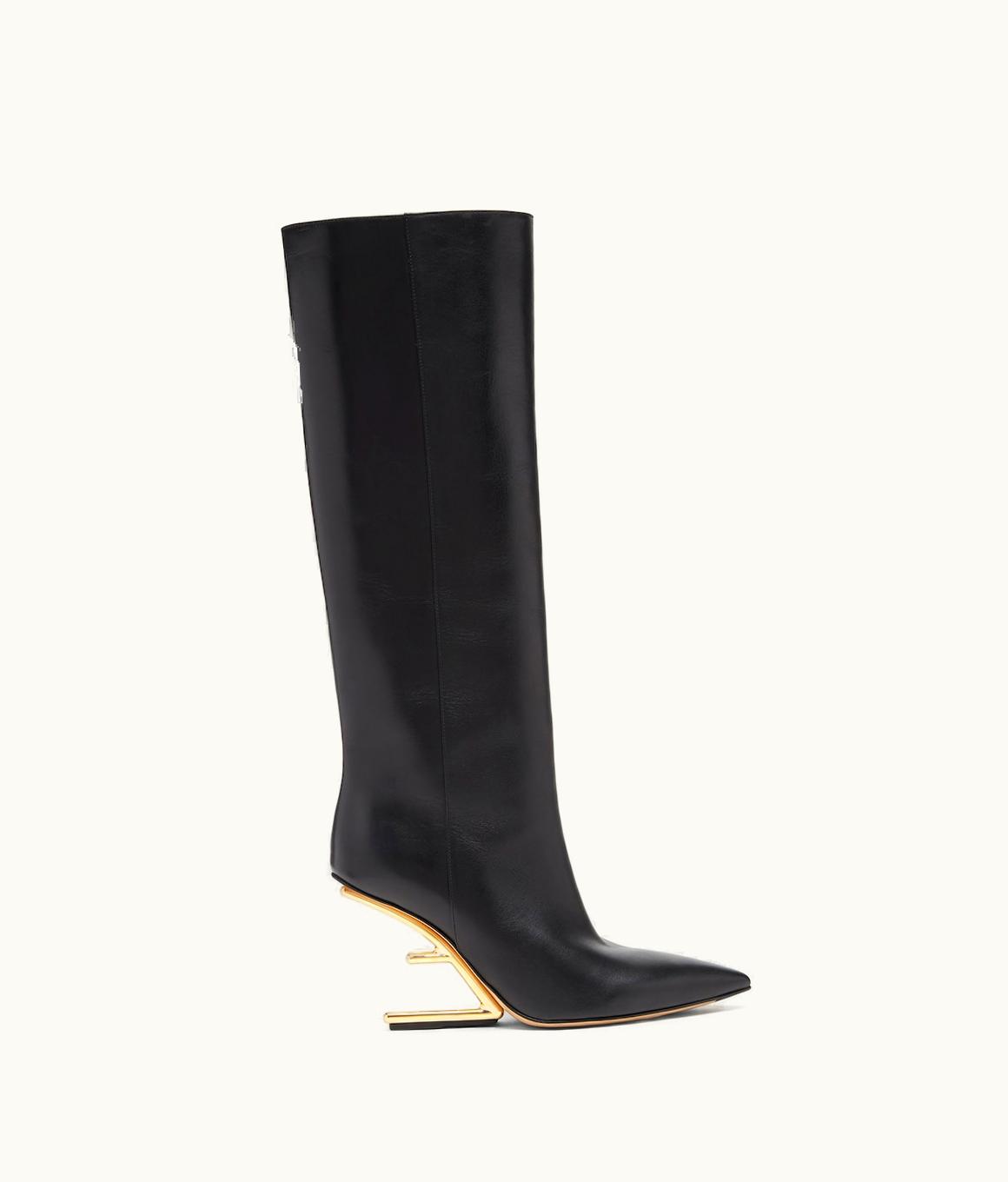 Fendi Fendi First - Black Leather, High-Heeled Boots