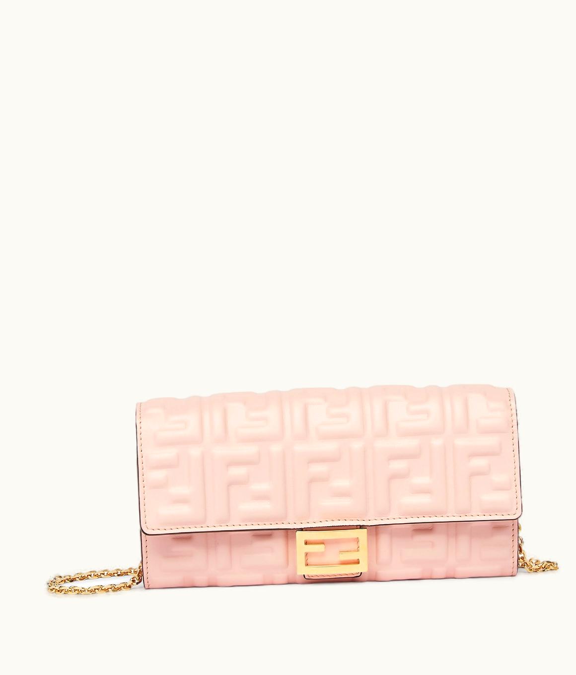 Fendi Baguette Continental Wallet With Chain - Pink FF Nappa Leather Wallet UZ0123591